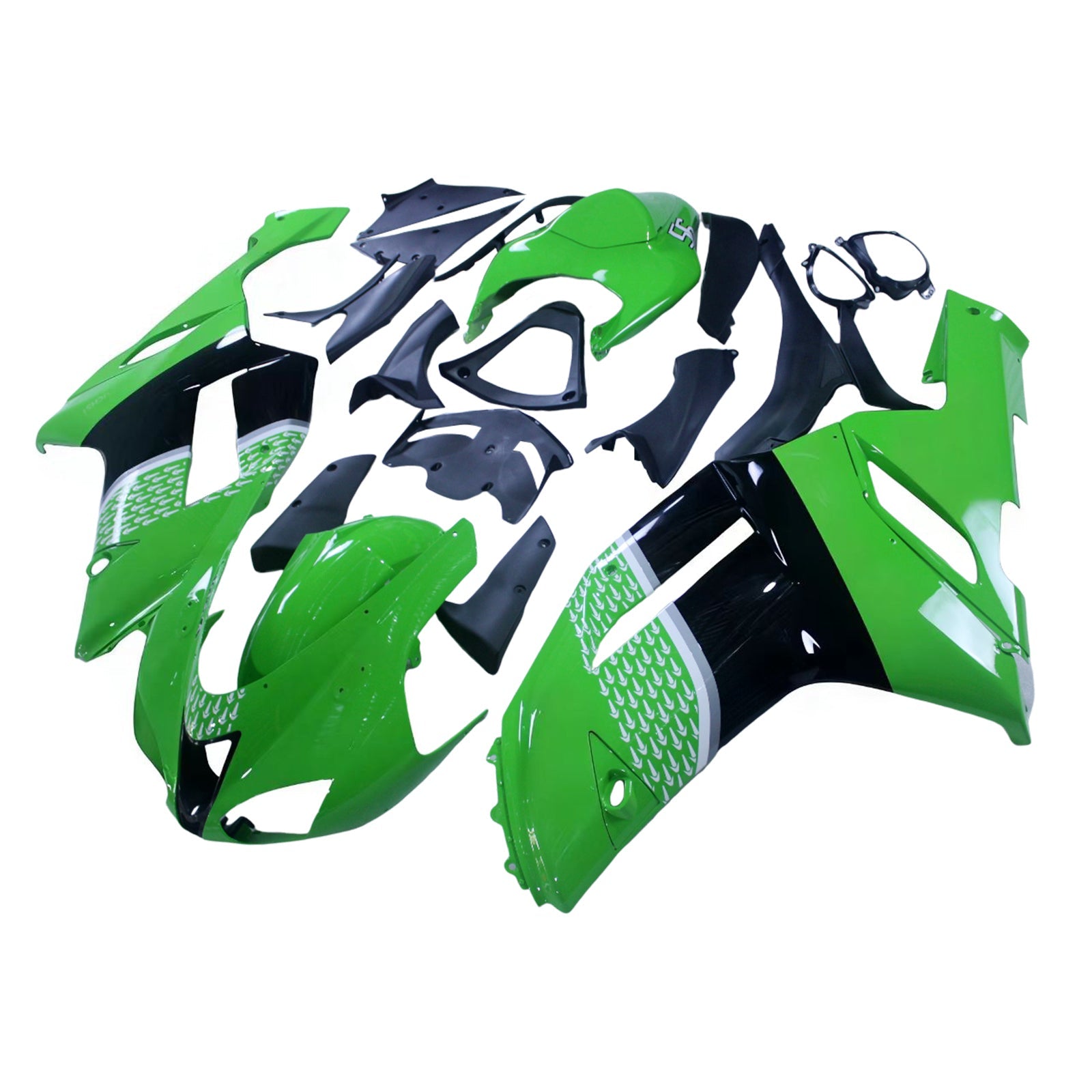 Fairings 2007-2008 Kawasaki ZX6R ZX636 Green Black ZX6R Generic