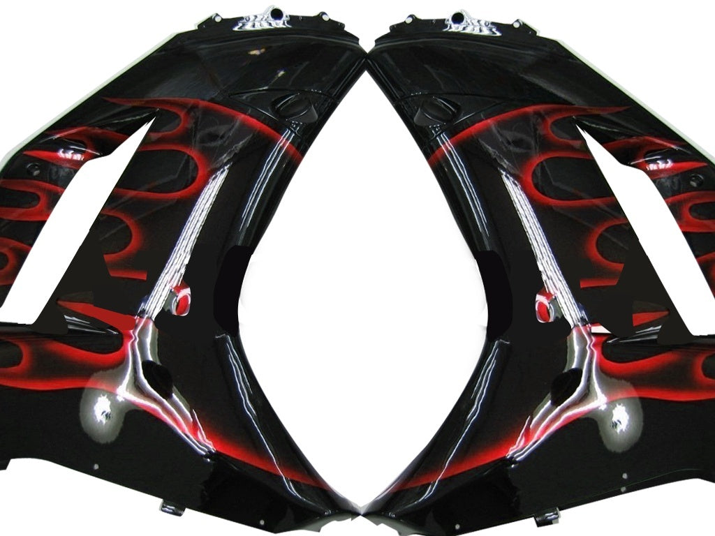 Fairings 2007-2008 Kawasaki ZX6R ZX636 Black & Red Flame Ninja ZX6R Generic