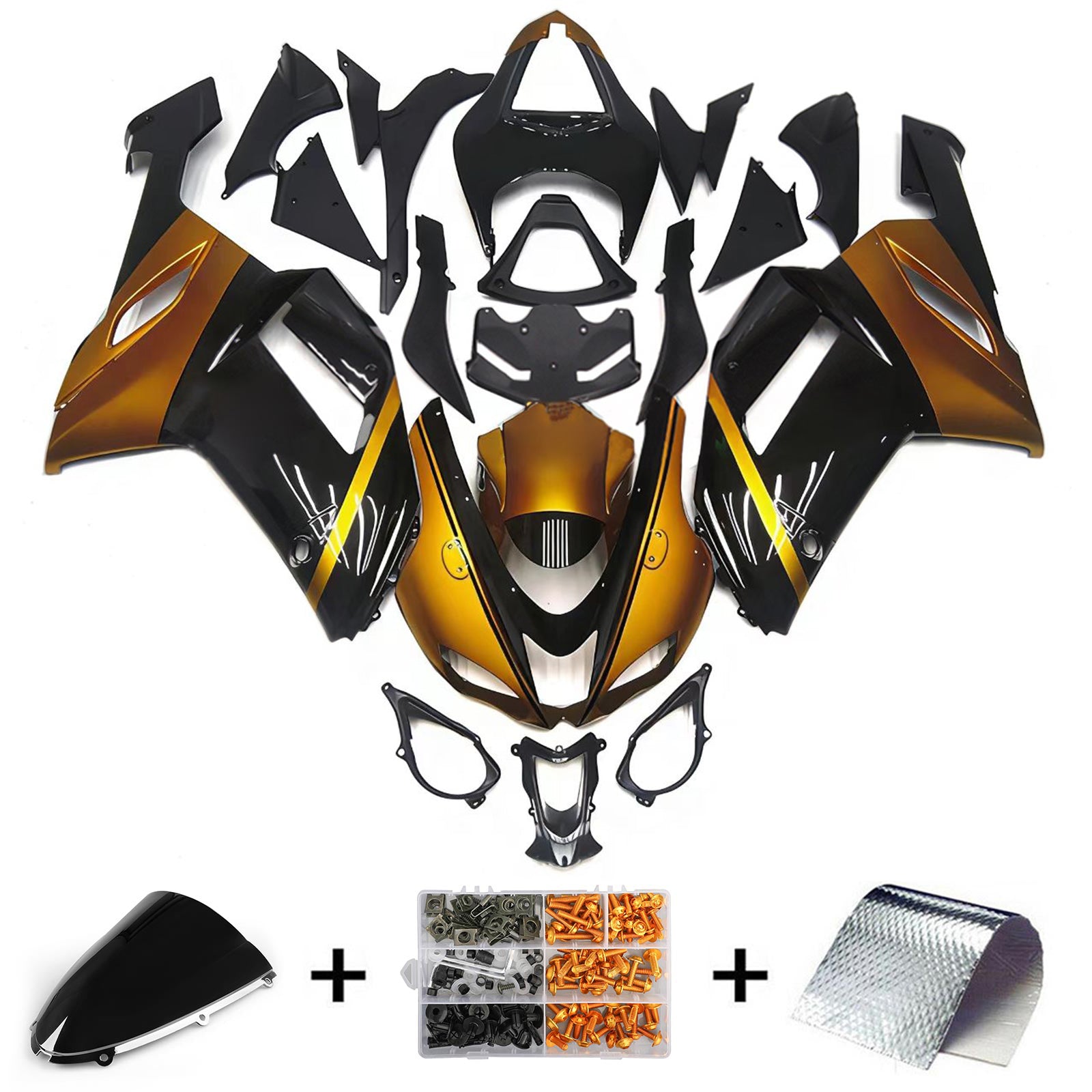 가와사키 ZX6R 636 2007-2008 페어링 키트 차체 플라스틱 ABS