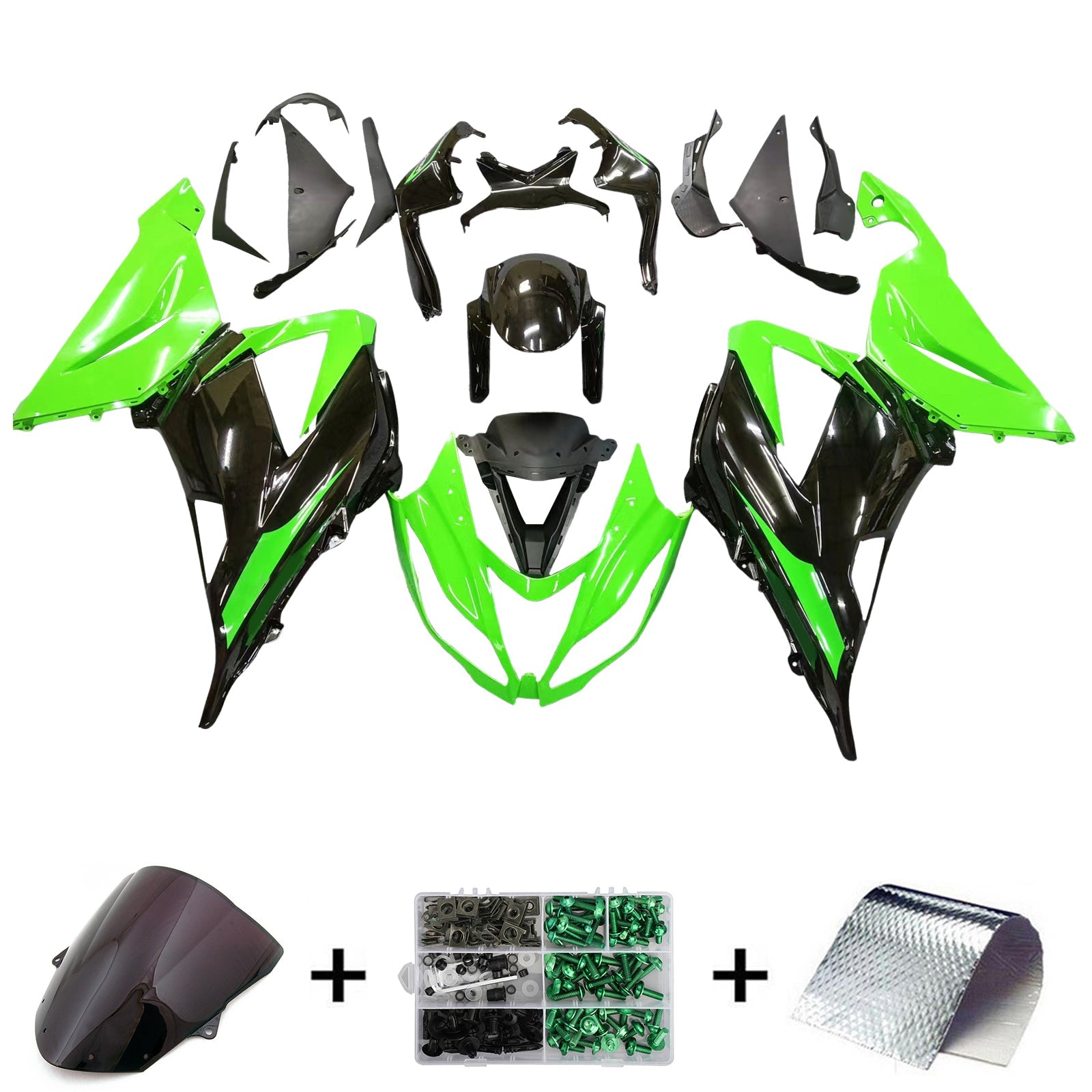 Carenados 2013-2018 Plásticos Kawasaki ZX6R 636 Verde Negro Ninja Genérico