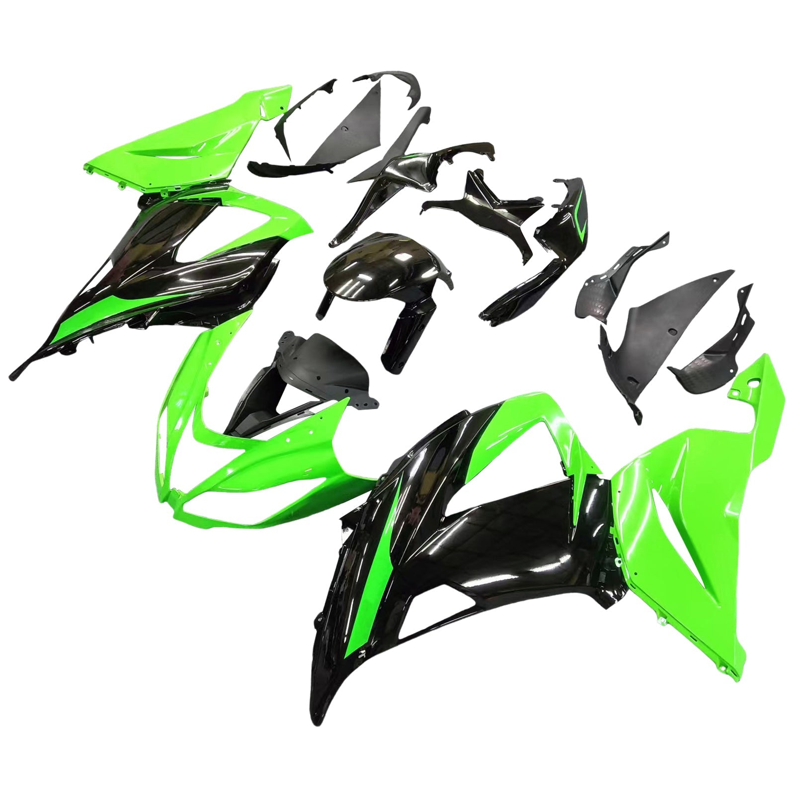 Carenados 2013-2018 Plásticos Kawasaki ZX6R 636 Verde Negro Ninja Genérico
