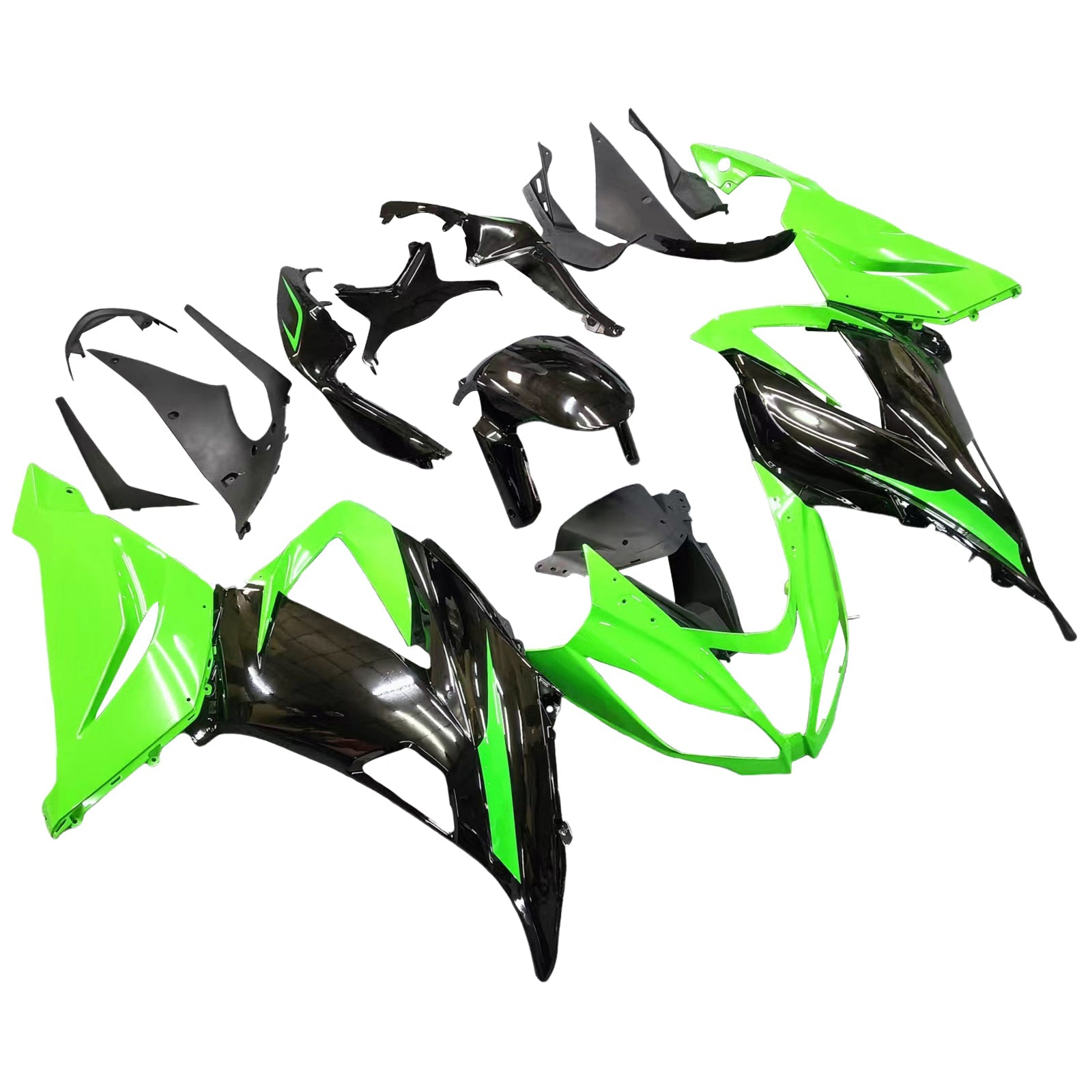 Carenados 2013-2018 Plásticos Kawasaki ZX6R 636 Verde Negro Ninja Genérico