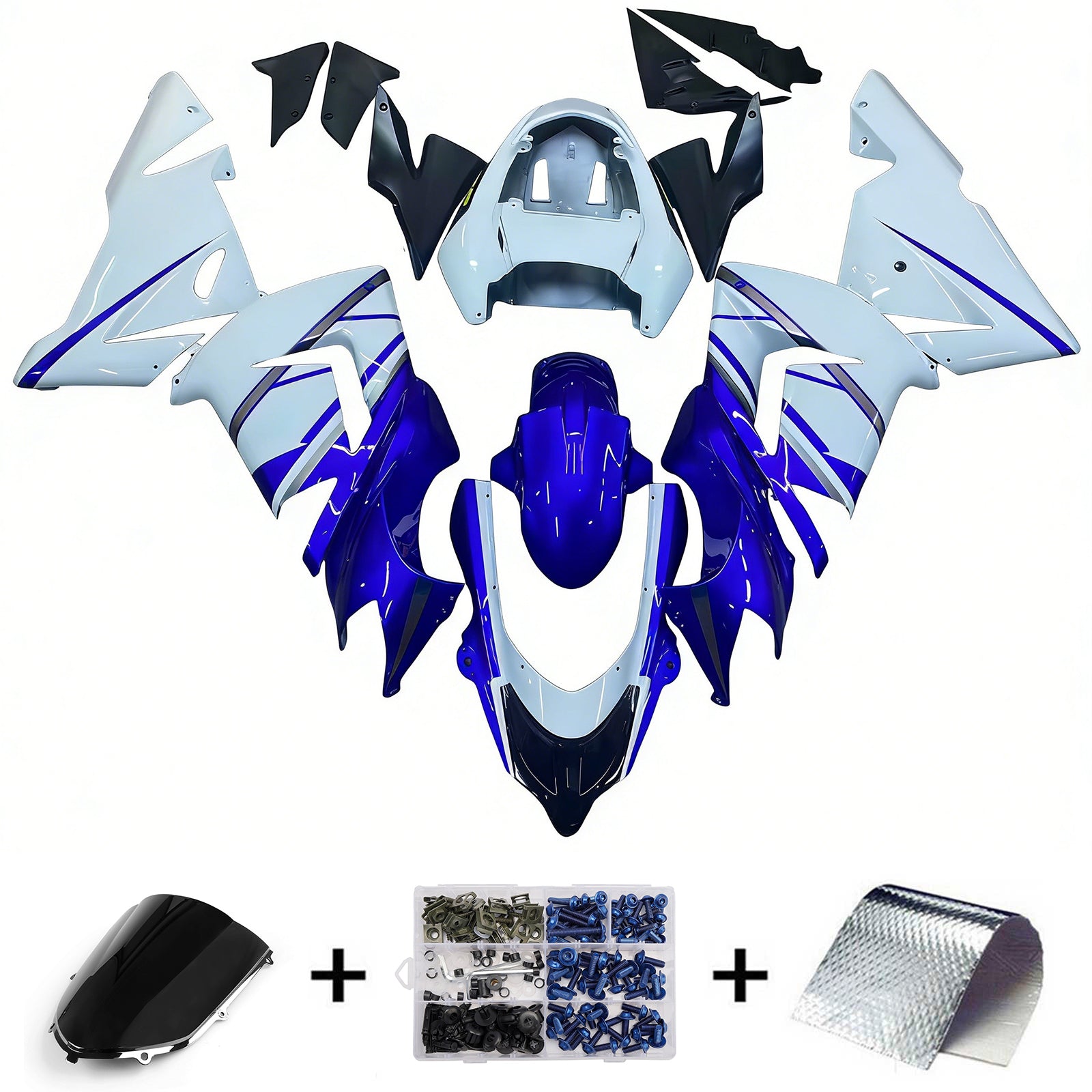 Fairings 2004-2005 Kawasaki ZX 10R Blue White FIAT Generic