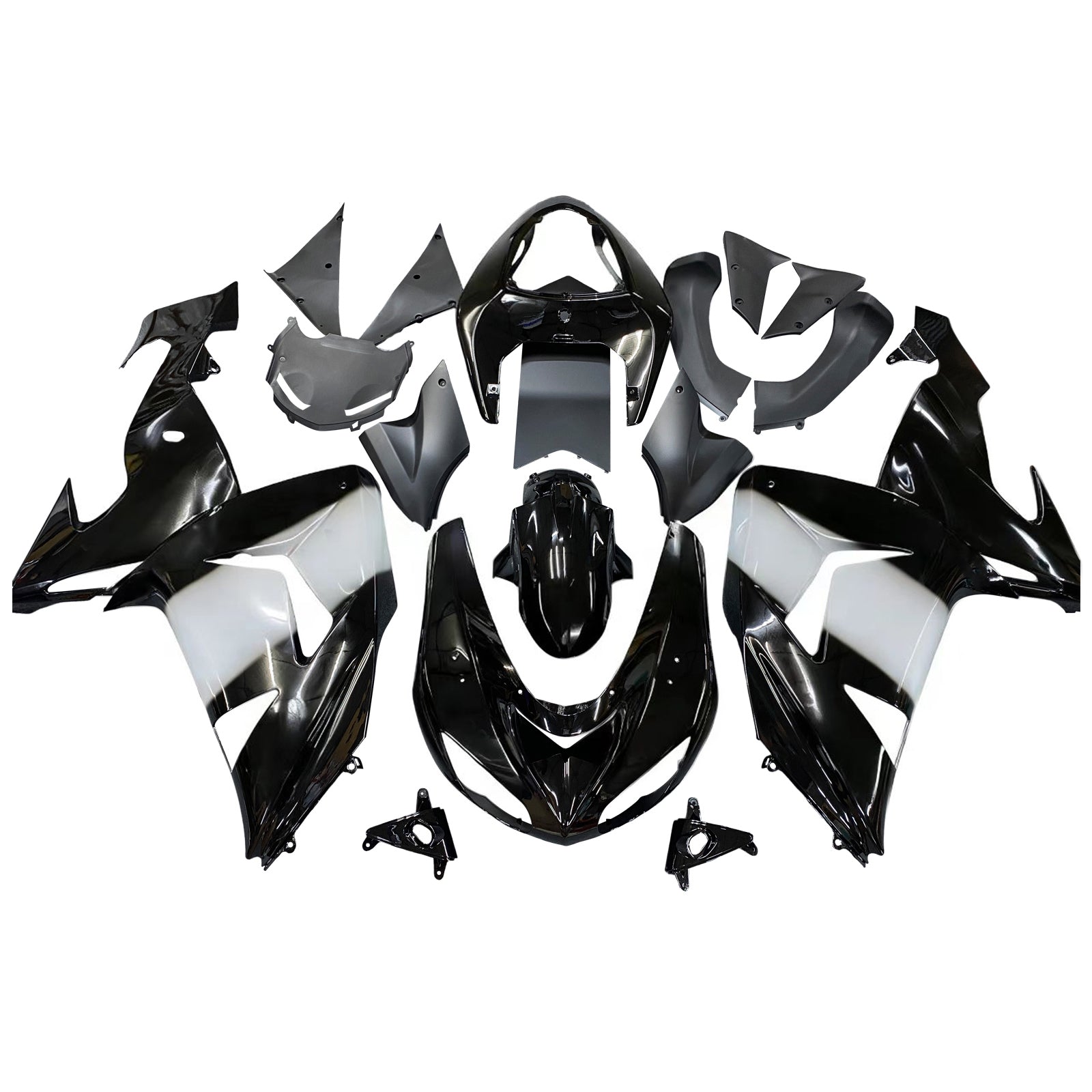Fairings 2006-2007 Kawasaki ZX 10R Black White West