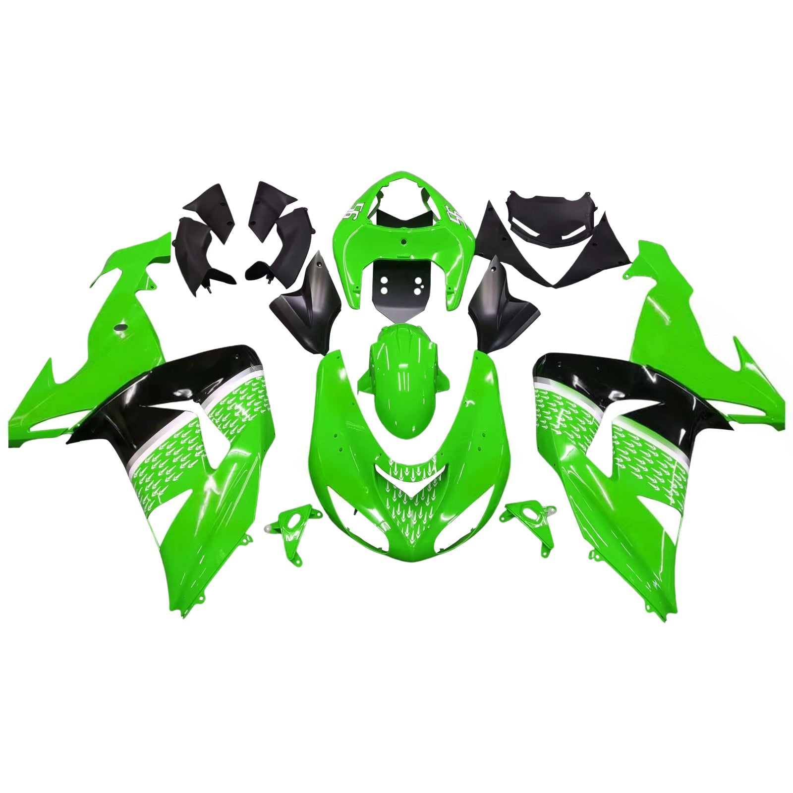 Fairings 2006-2007 Kawasaki ZX 10R Green Black No.56 Nakano Generic