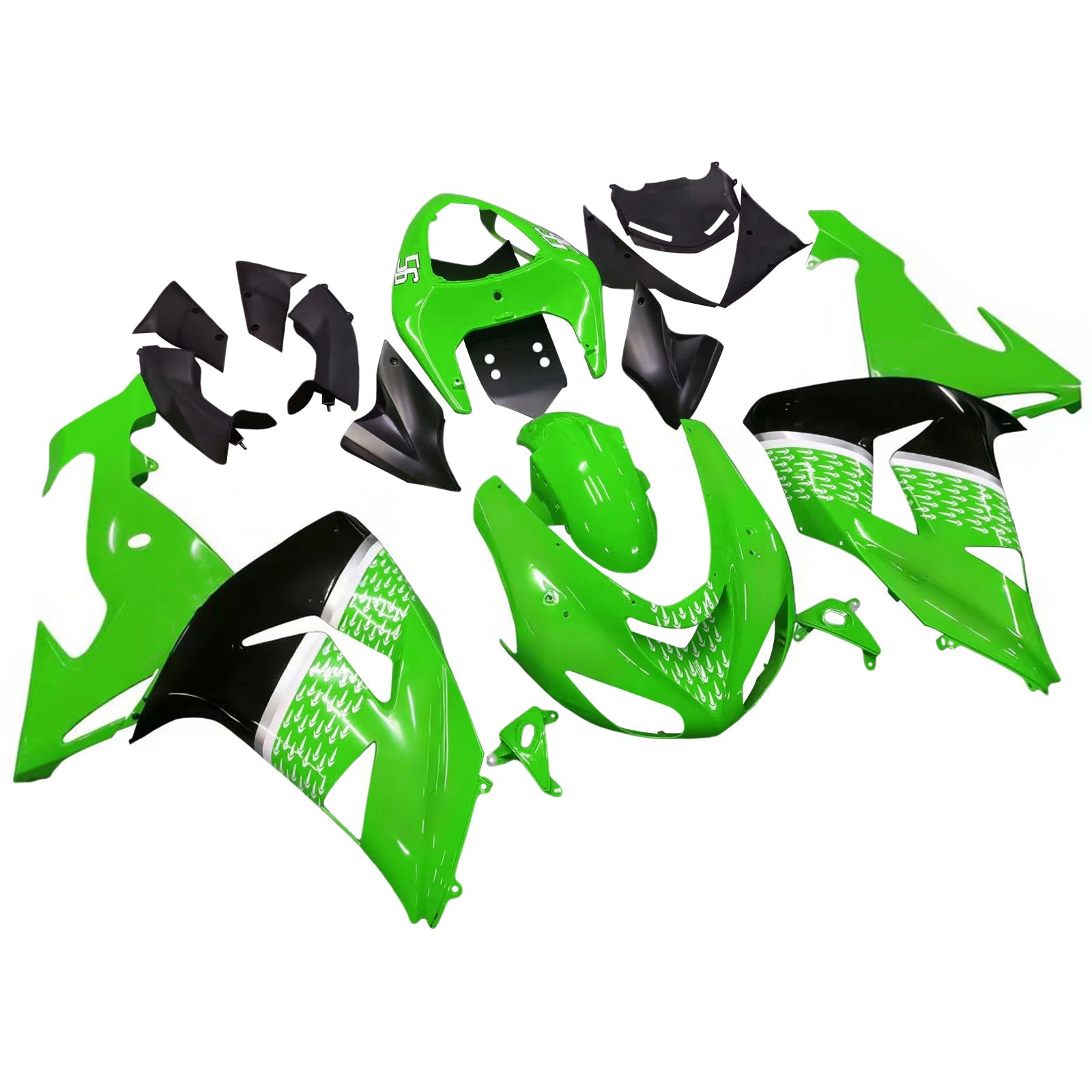 Fairings 2006-2007 Kawasaki ZX 10R Green Black No.56 Nakano Generic