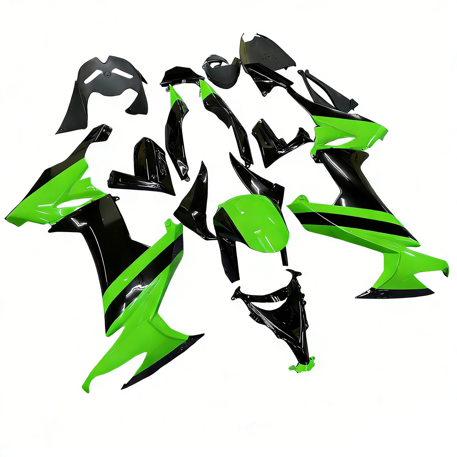 Fairings 2008-2010 Kawasaki ZX10R Green Black ZX10R Generic