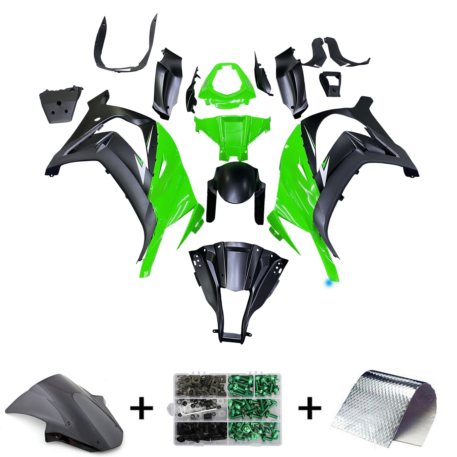 Fairings 2011-2015 Plastics Kawasaki ZX10R Ninja Green Black ZX10R Generic