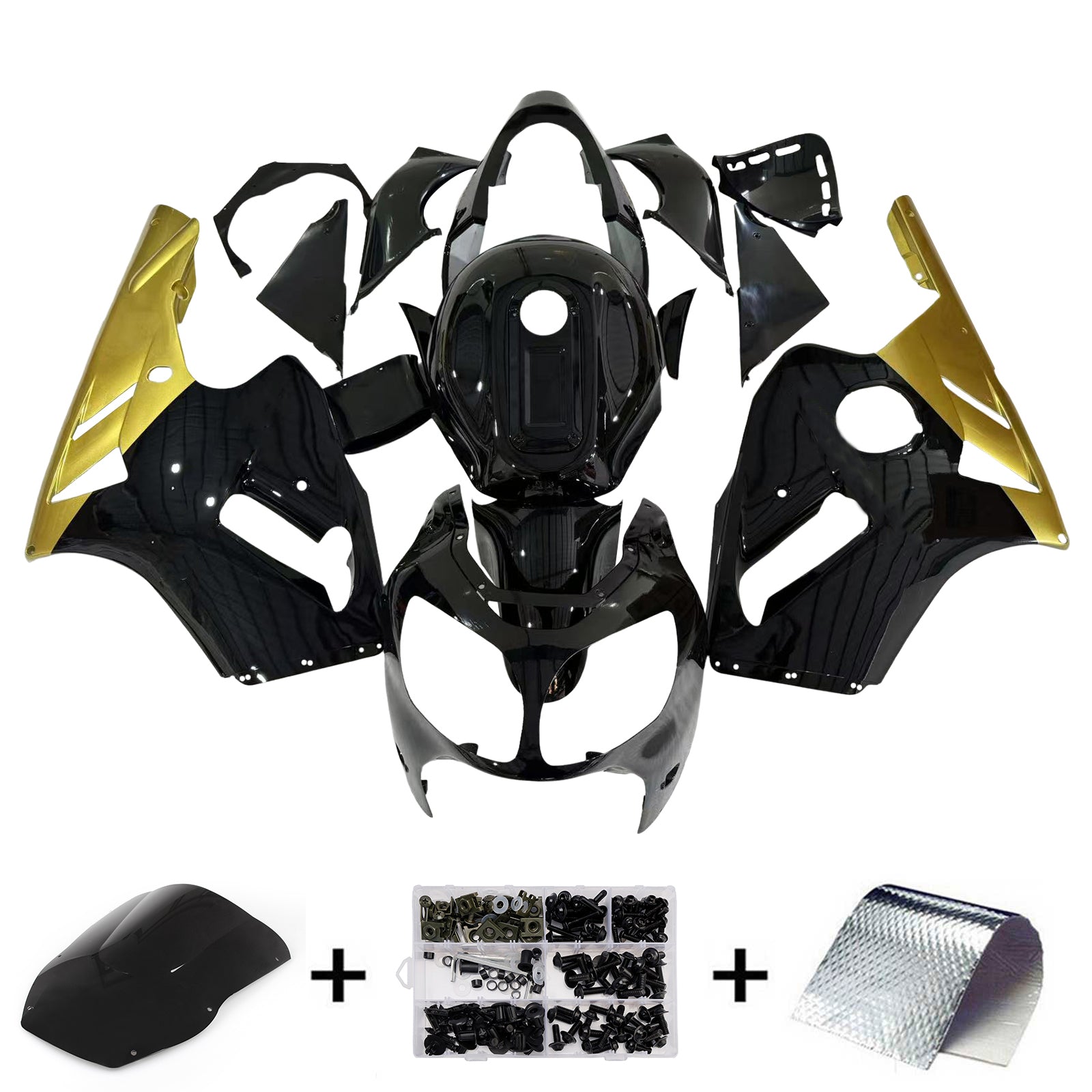 Fairings 2000-2001 Kawasaki ZX12R Black & Gold ZX12R Generic