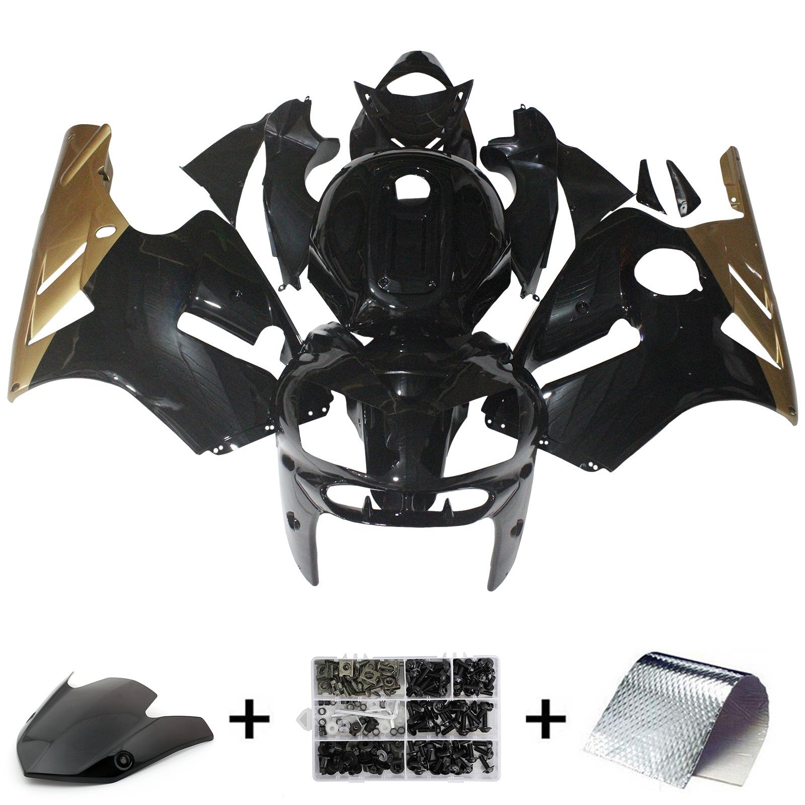 Fairings Kawasaki ZX12R Ninja Black & Gold ZX12R (2002-2005) Generic