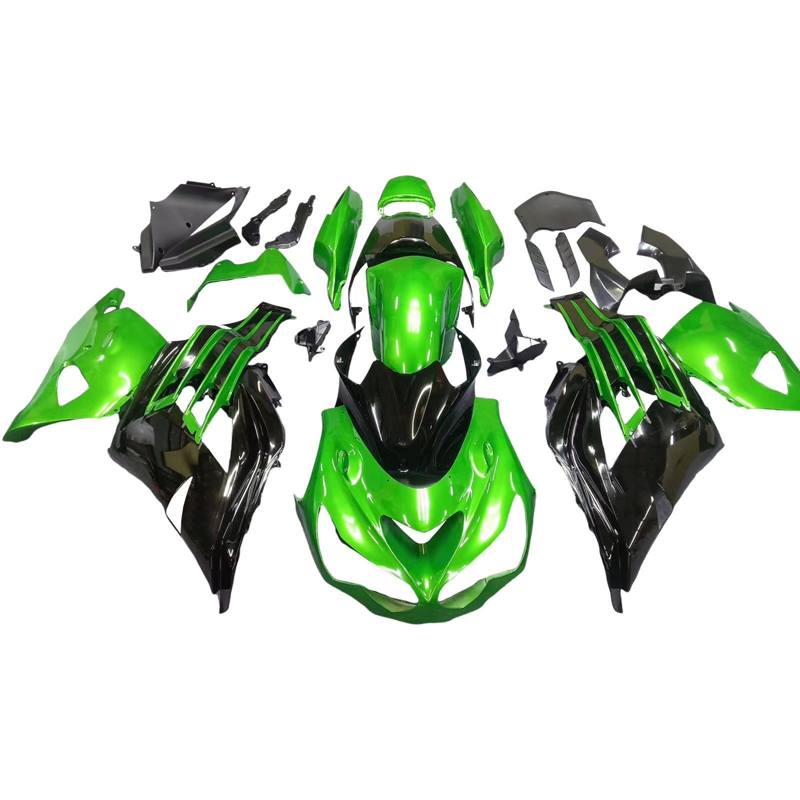 Fairings Plastics 2012-2022 Kawasaki ZX14R Ninja Green Black Generic