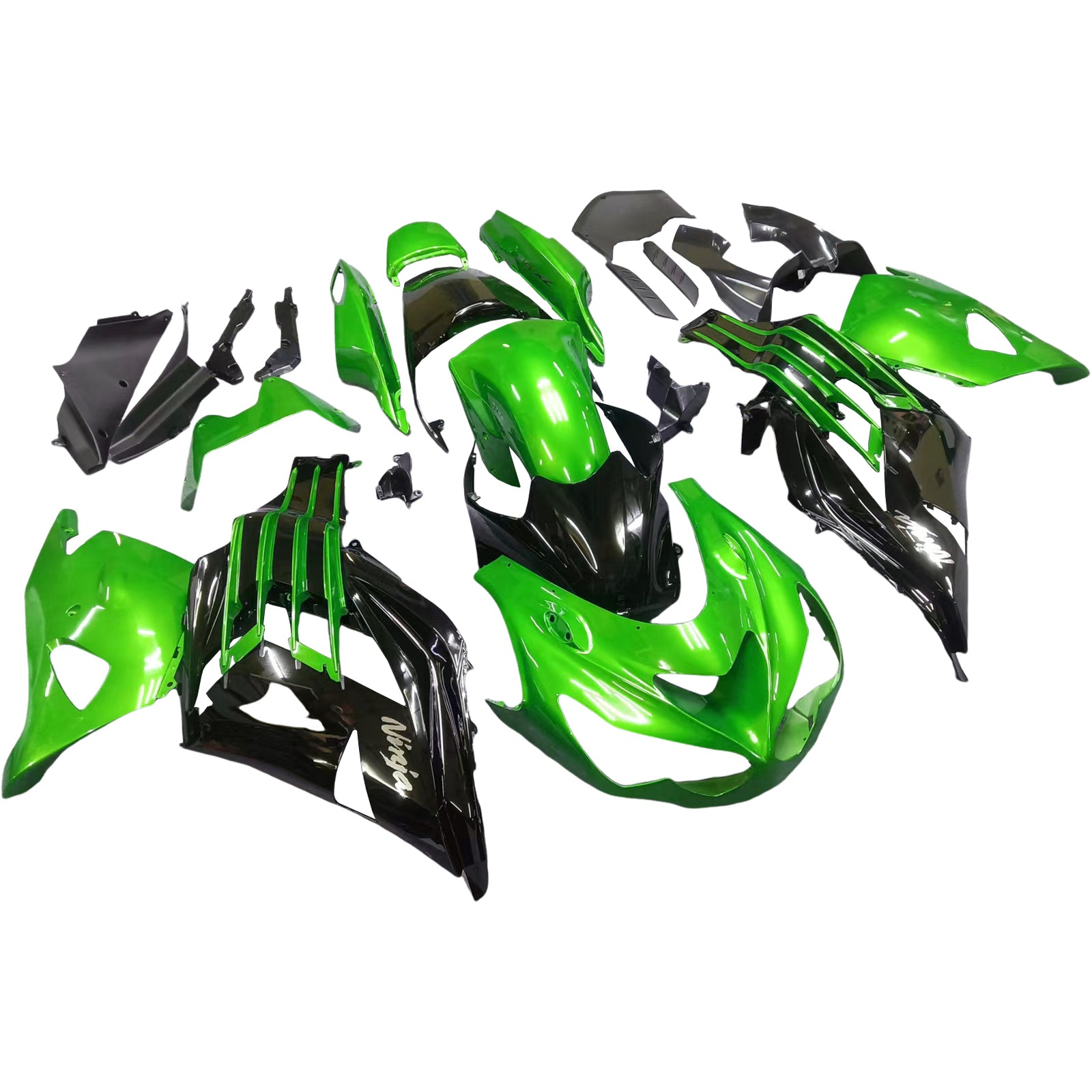 Fairings Plastics 2012-2022 Kawasaki ZX14R Ninja Green Black Generic