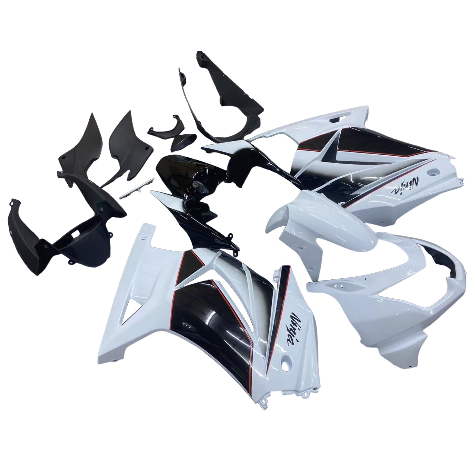 Carenados 2008-2012 Kawasaki ZX250R EX250 Blanco Negro Ninja ZX250 Genérico