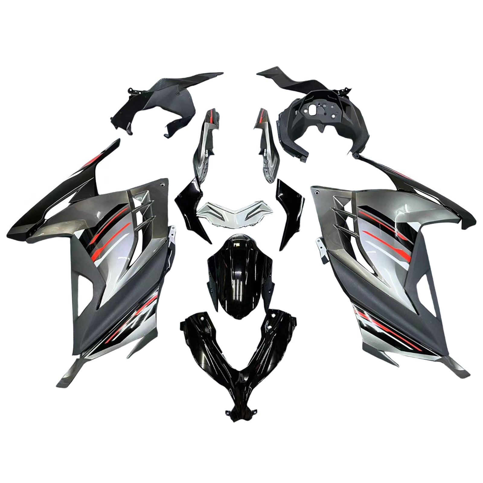 Fairings 2013-2024 Plastics Kawasaki Ninja 300R EX300R Grey Black Ninja Generic
