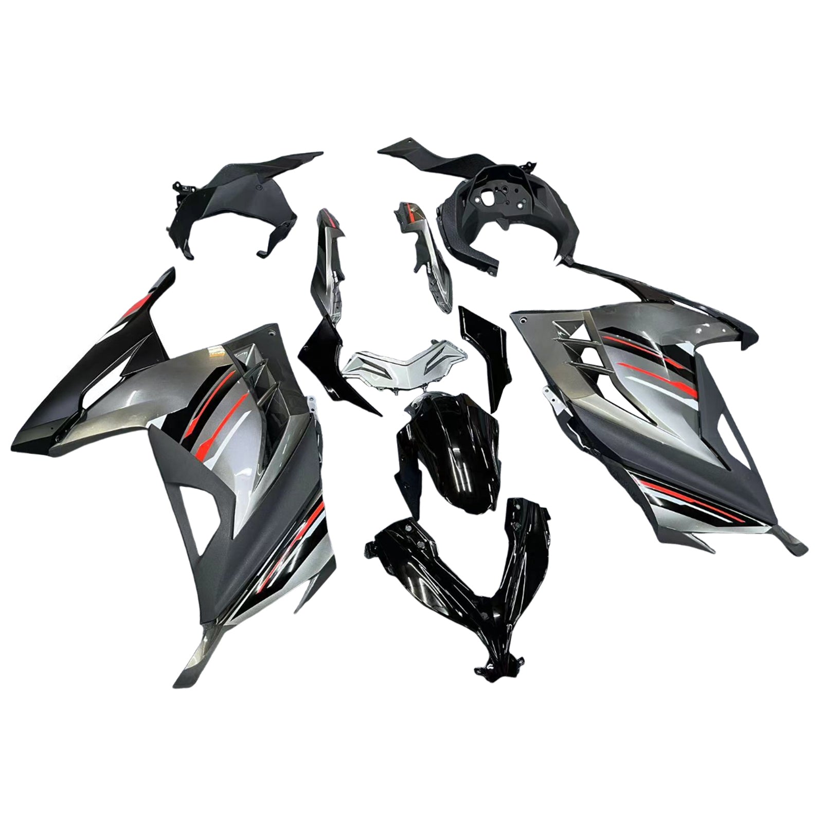 Fairings 2013-2024 Plastics Kawasaki Ninja 300R EX300R Grey Black Ninja Generic
