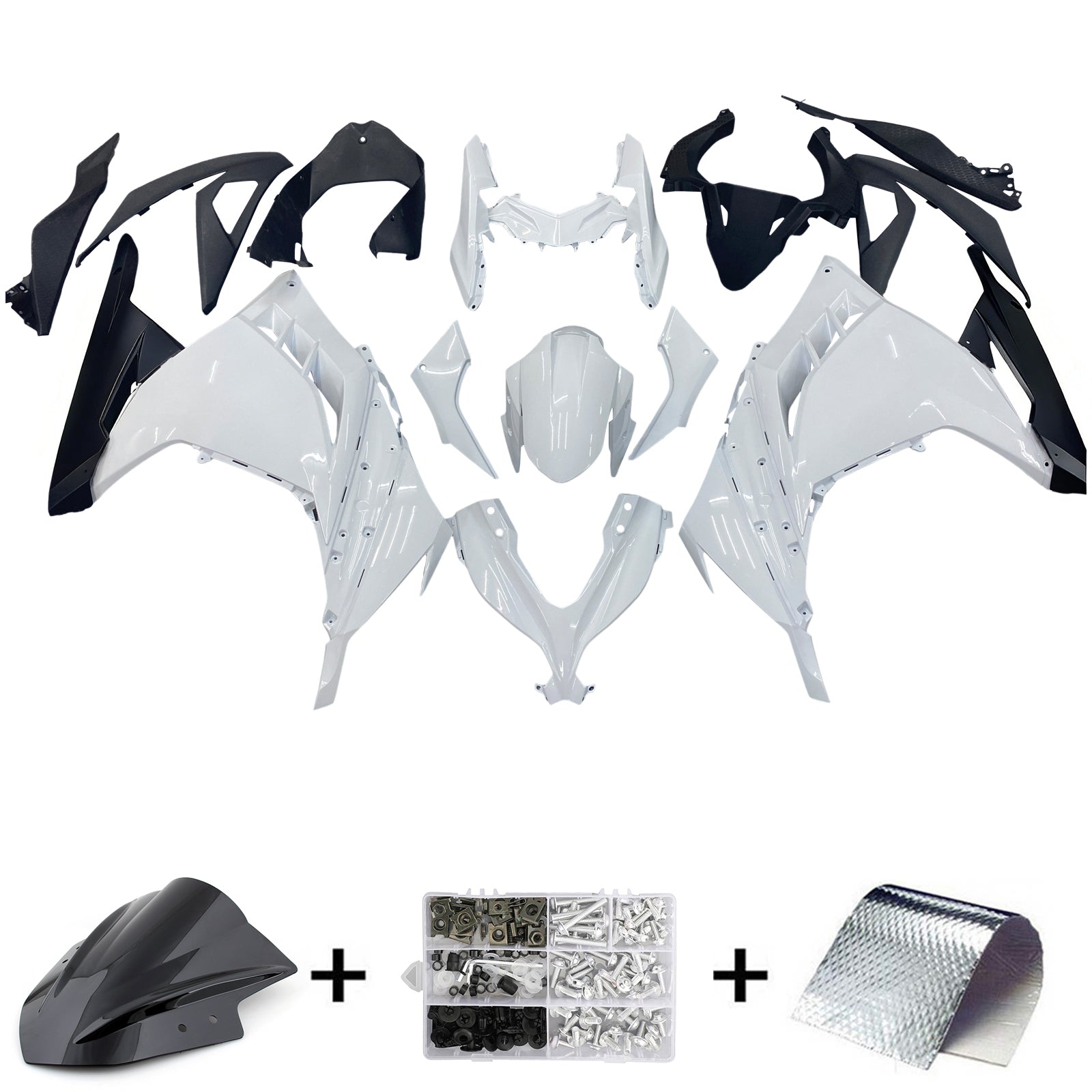 Fairings 2013-2024 Plastics Kawasaki Ninja 300R EX300R White Ninja