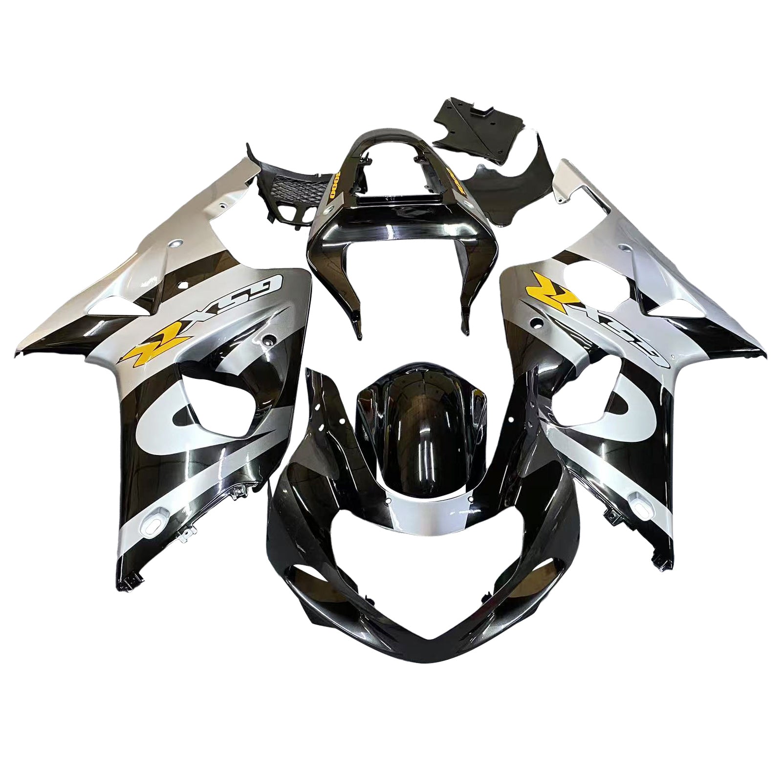 Fairings 2000-2002 Suzuki GSXR 1000 Silver & Black Generic