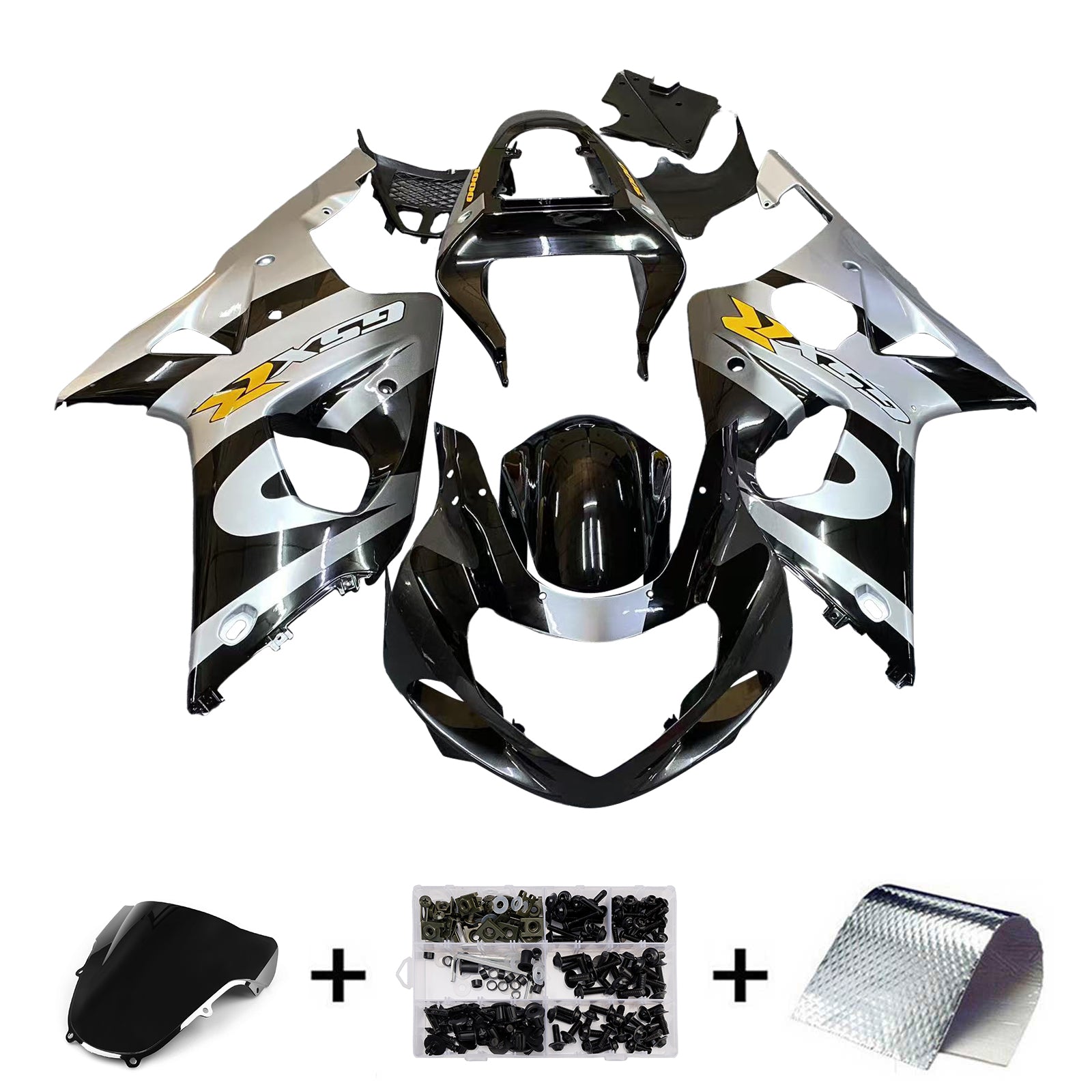 Fairings 2000-2002 Suzuki GSXR 1000 Silver & Black Generic