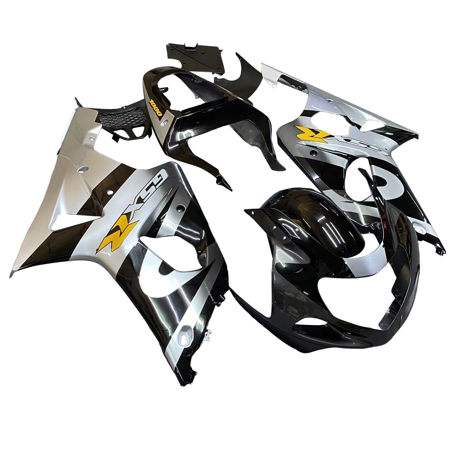 Fairings 2000-2002 Suzuki GSXR 1000 Silver & Black Generic