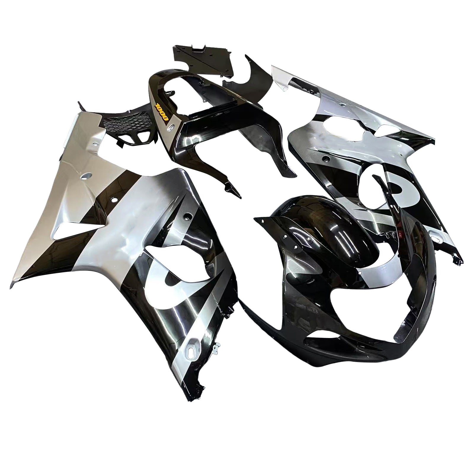 Carenados 2000-2002 Suzuki GSXR 1000 Plata y Negro Genérico