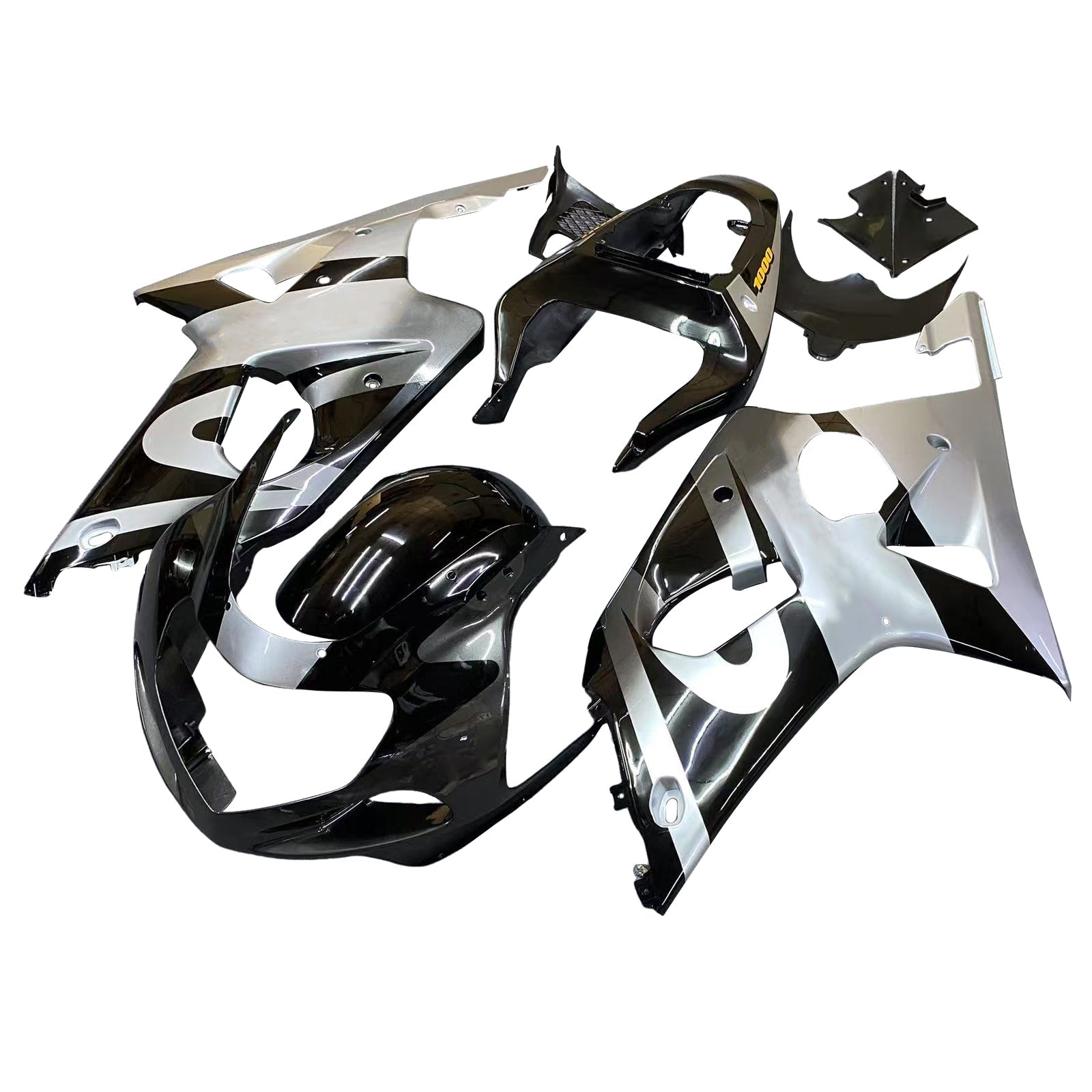 Carenados 2000-2002 Suzuki GSXR 1000 Plata y Negro Genérico