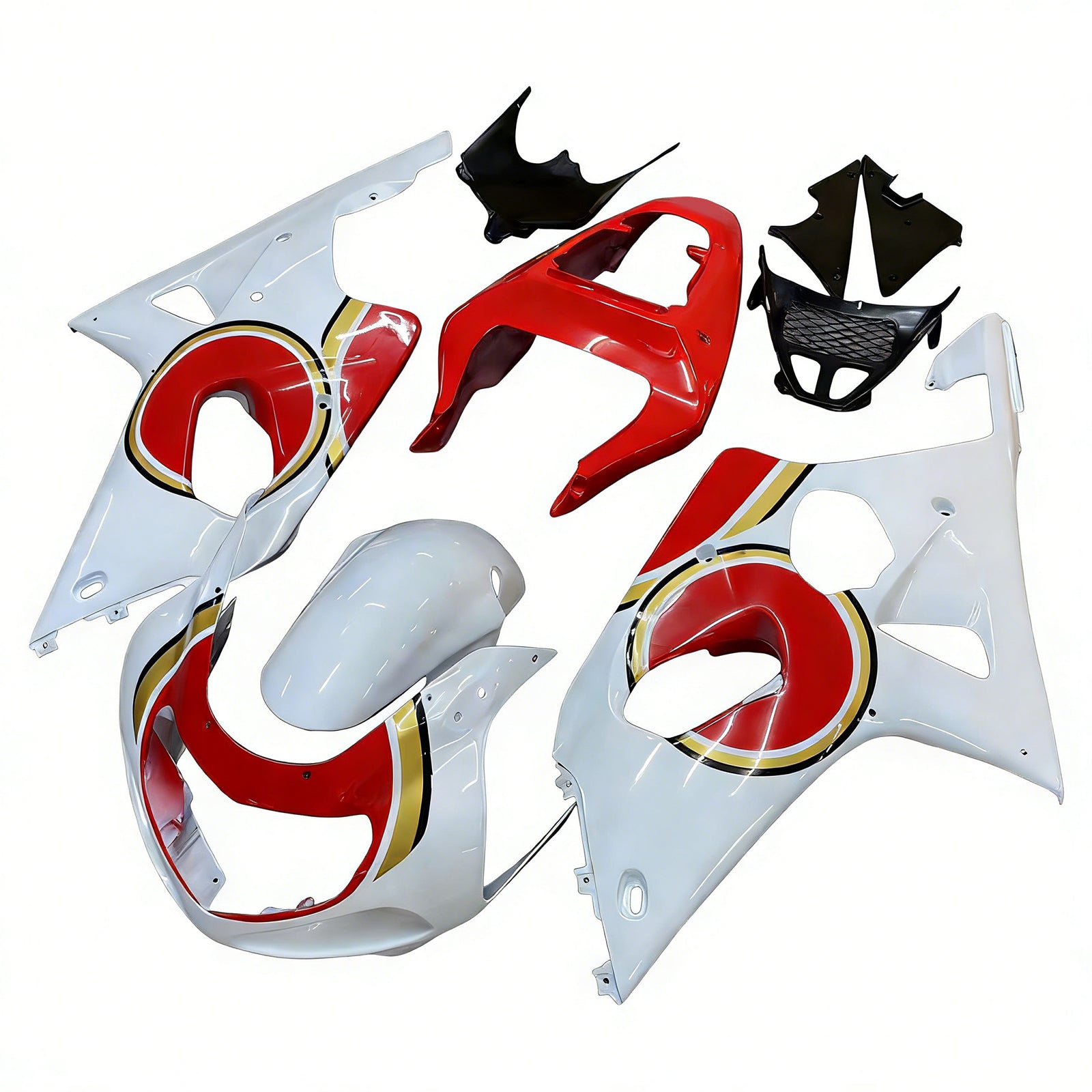 Fairings 2000-2002 Suzuki GSXR 1000 White & Red Lucky Strike Generic