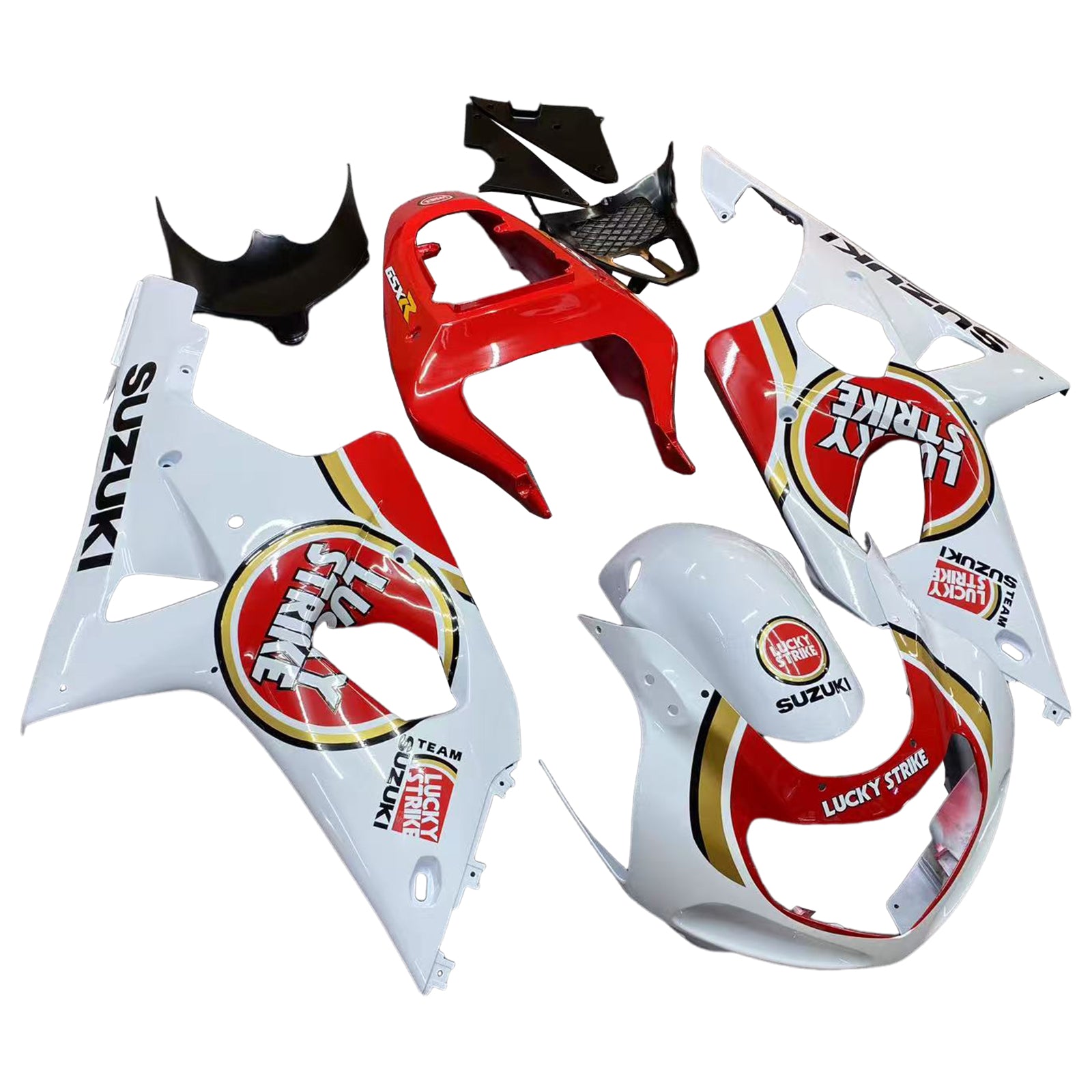 Fairings 2000-2002 Suzuki GSXR 1000 White & Red Lucky Strike Generic