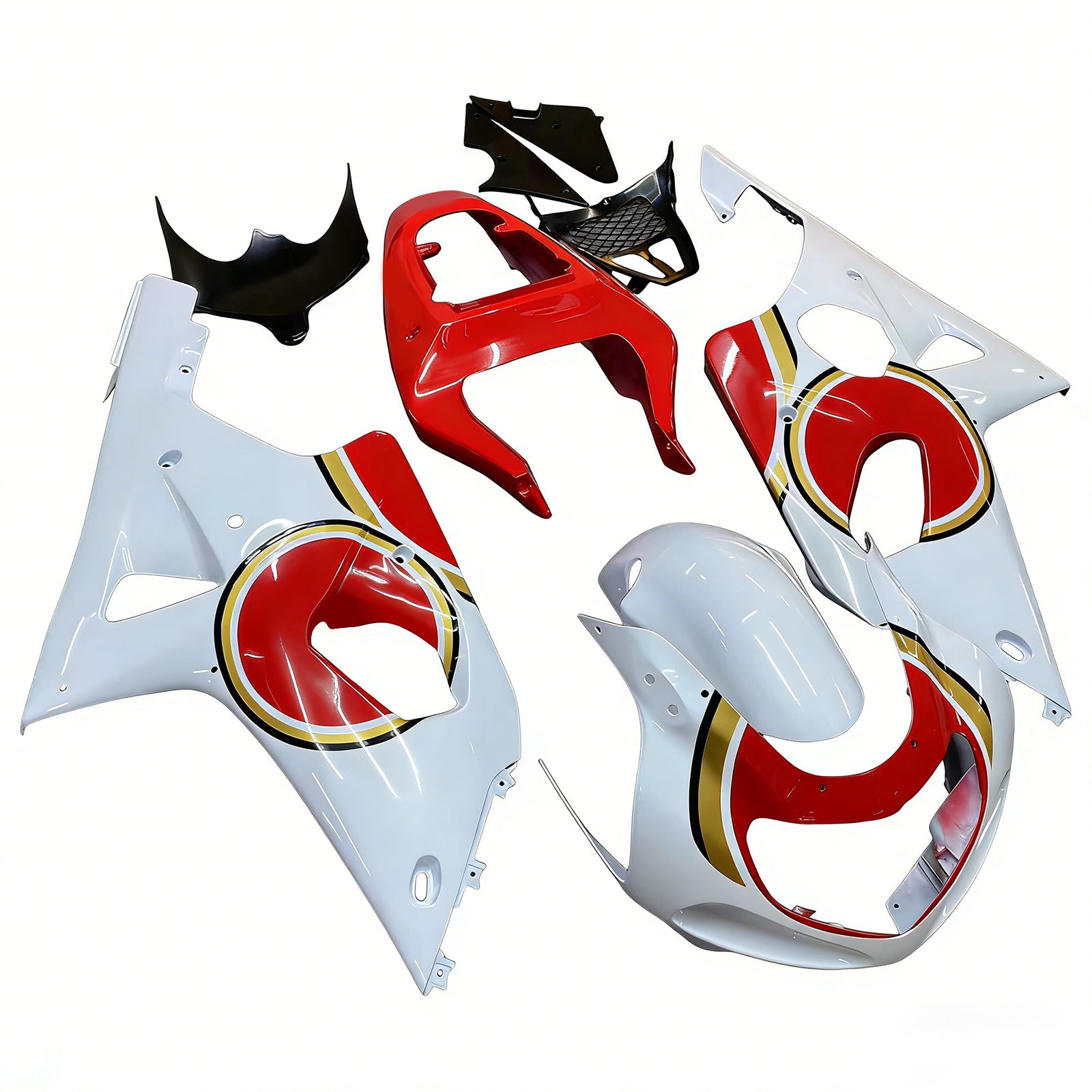 Fairings 2000-2002 Suzuki GSXR 1000 White & Red Lucky Strike Generic