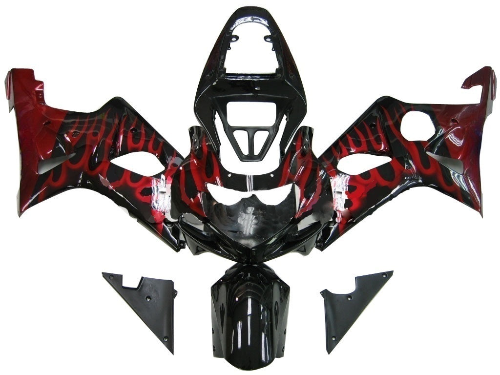 Fairings 2000-2002 Suzuki GSXR 1000 Black & Red Flame Generic