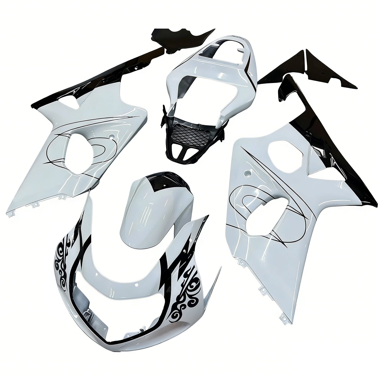 Carenados 2000-2002 Suzuki GSXR 1000 Blanco y Negro Corona Genérico