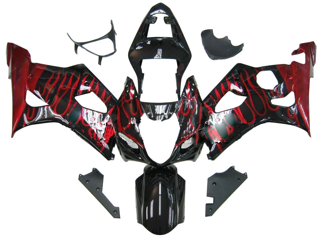 Fairings 2003-2004 Suzuki GSXR 1000 Black & Red Flame Generic
