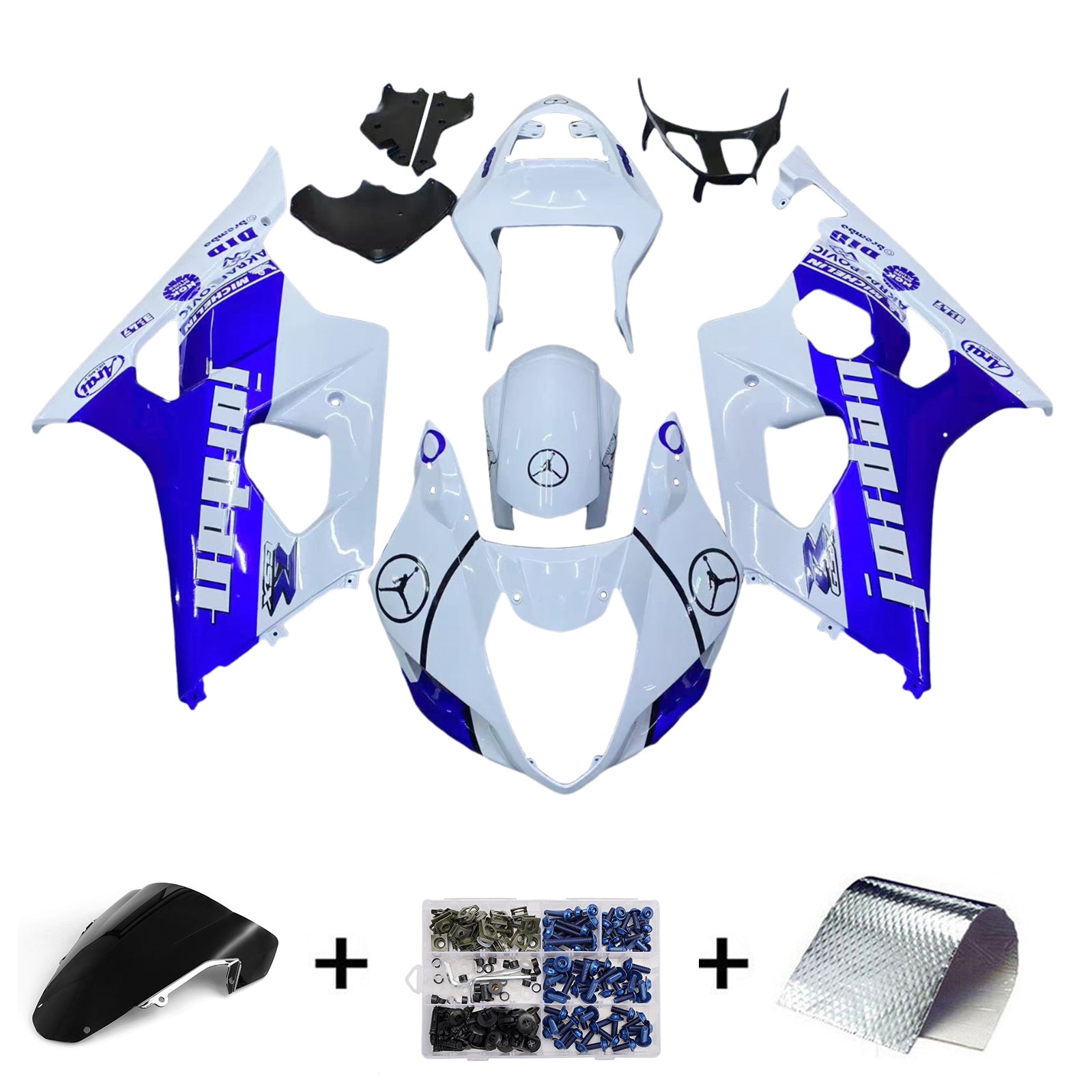 Fairings 2003-2004 Suzuki GSXR 1000 White & Blue Jordan Generic