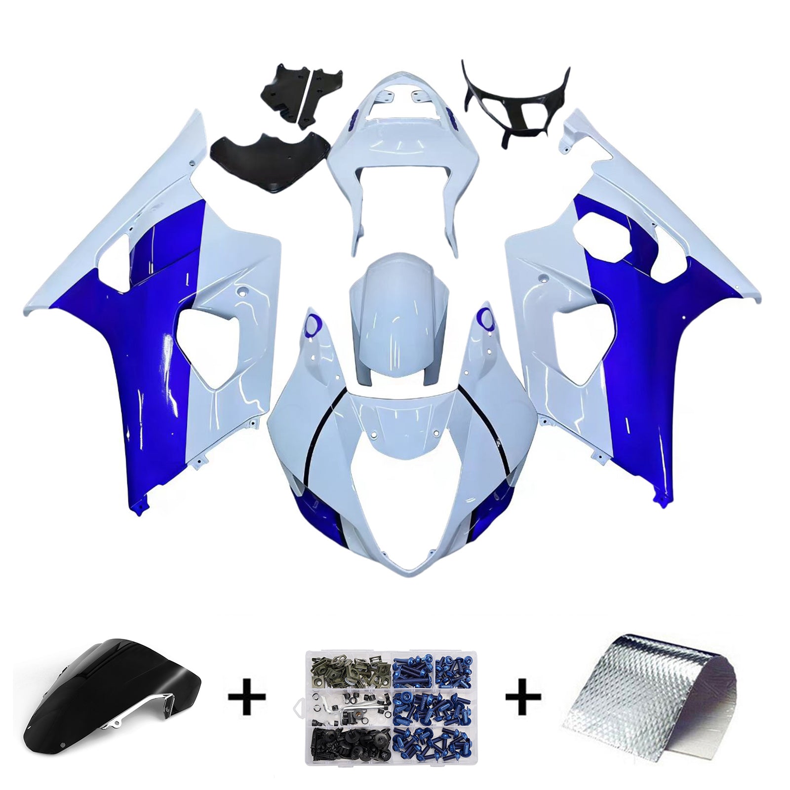 Carenados 2003-2004 Suzuki GSXR 1000 blanco y azul Jordan genérico