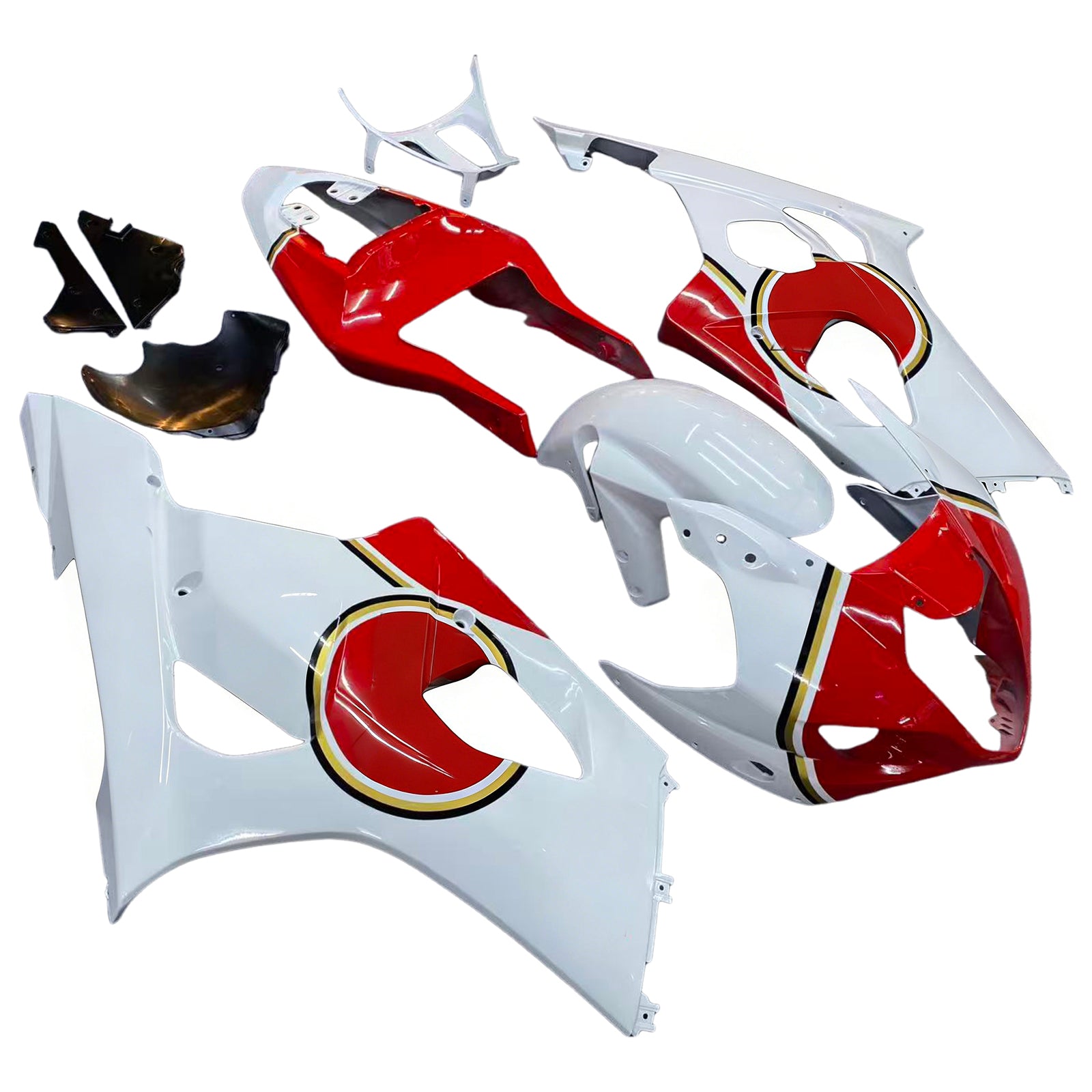 Fairings 2003-2004 Suzuki GSXR 1000 White and Red Lucky Strike Generic