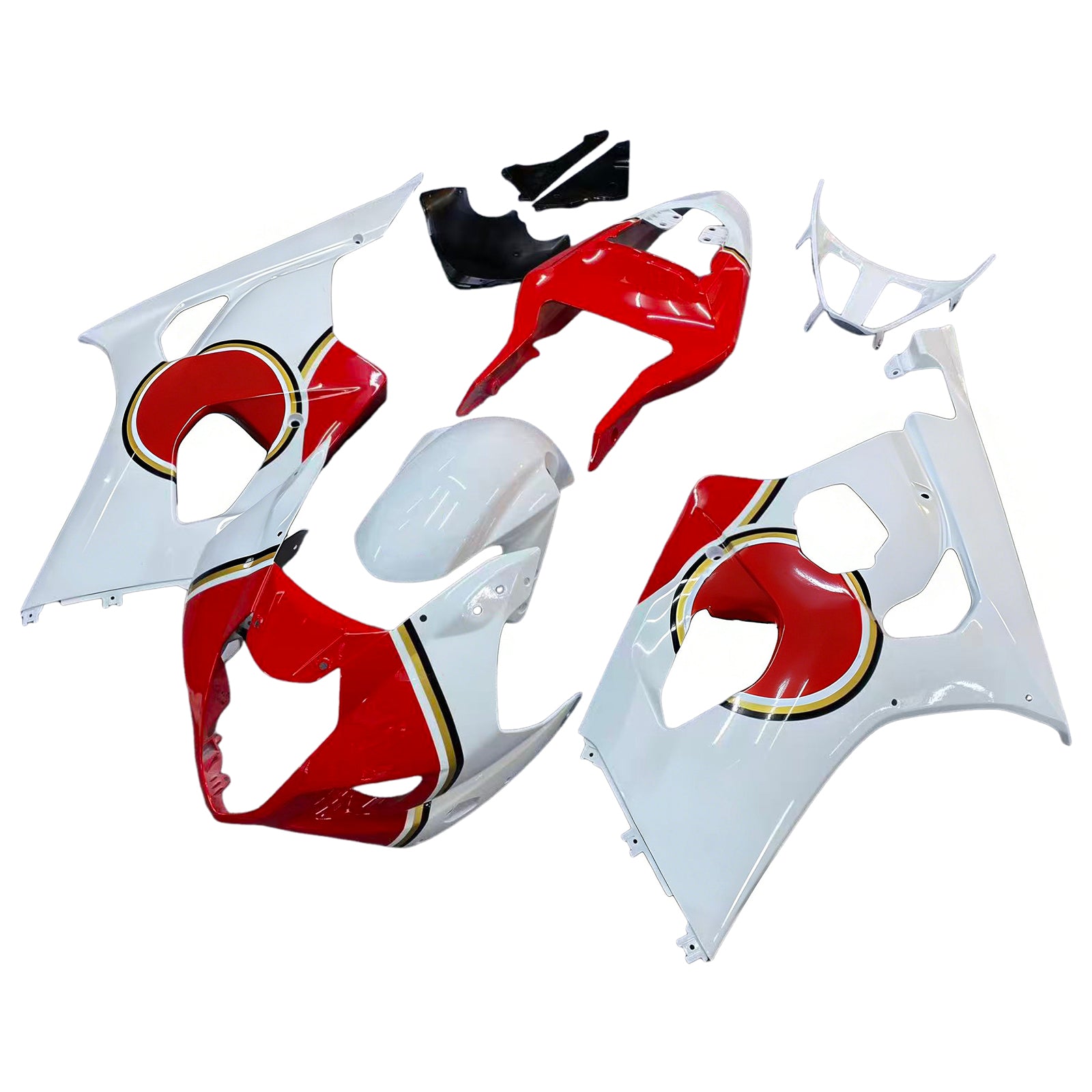 Fairings 2003-2004 Suzuki GSXR 1000 White and Red Lucky Strike Generic