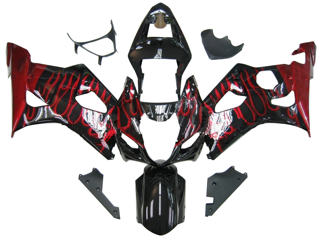 Fairings 2003-2004 Suzuki GSXR 1000 Black & Red Flame Suzuki Generic
