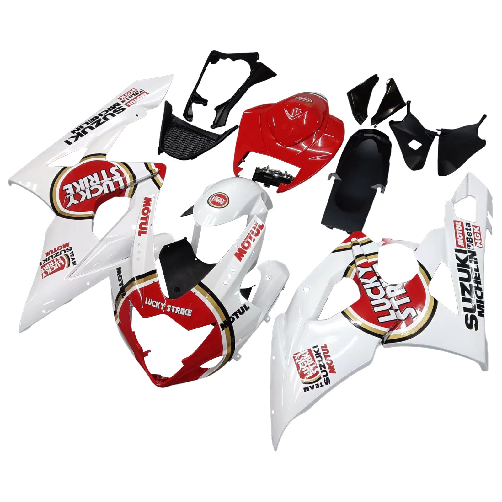 Carenados 2005-2006 Suzuki GSXR 1000 Blanco y Rojo Lucky Strike
