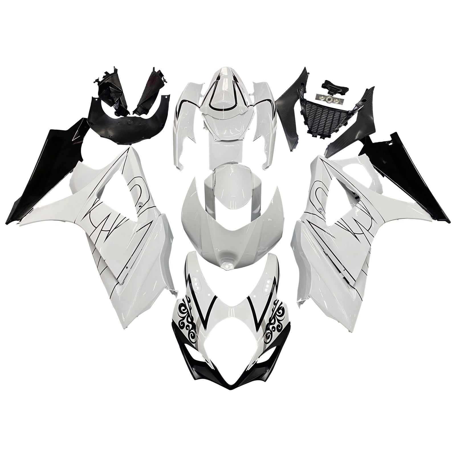 Fairings 2007-2008 Suzuki GSXR 1000 White Black Alstare