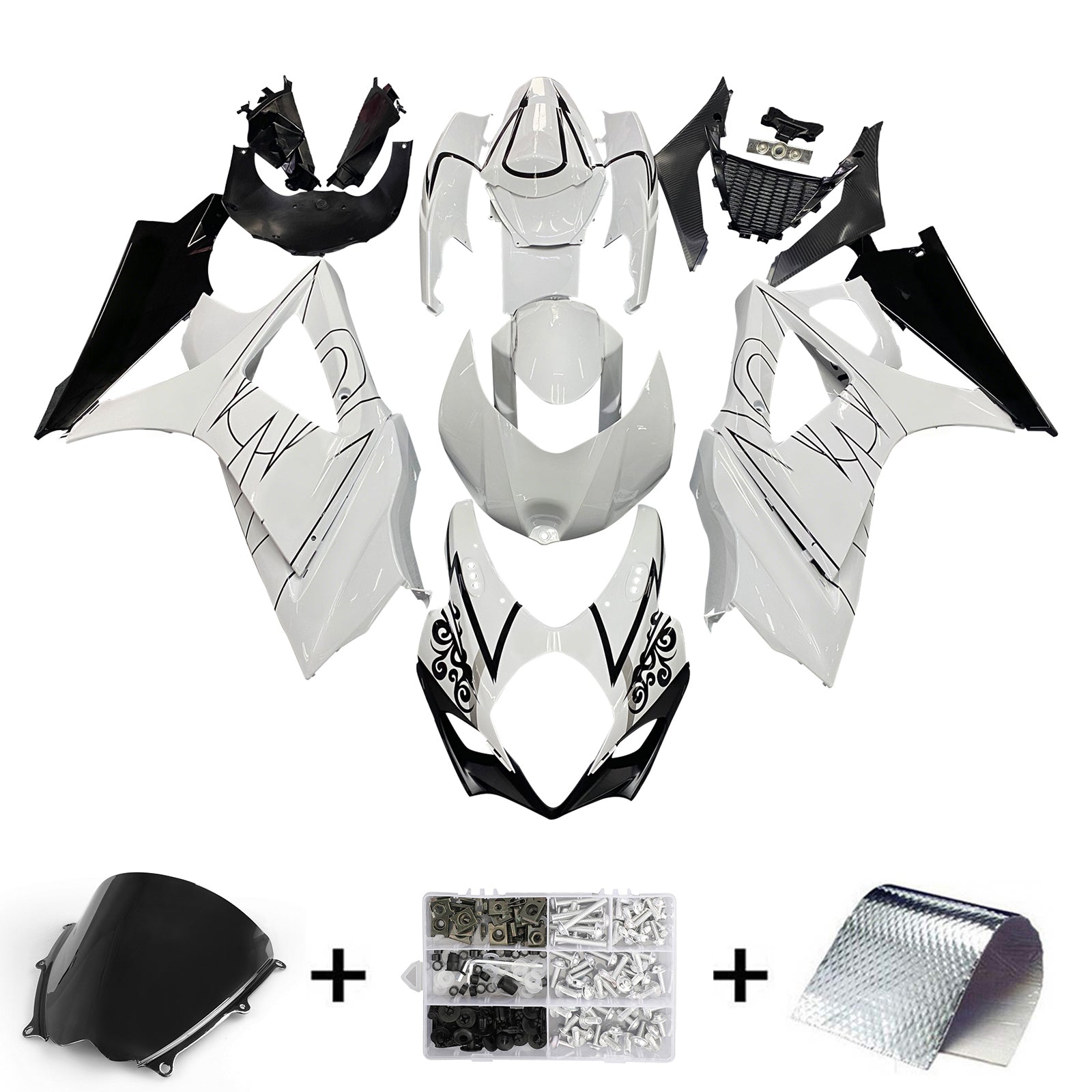 Fairings 2007-2008 Suzuki GSXR 1000 White Black Alstare