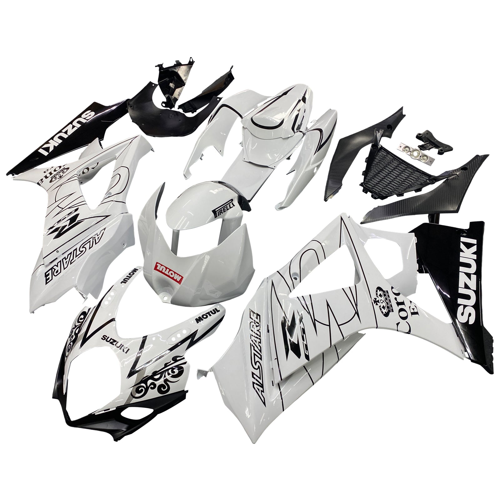 Carenados 2007-2008 Suzuki GSXR 1000 Blanco Negro Alstare