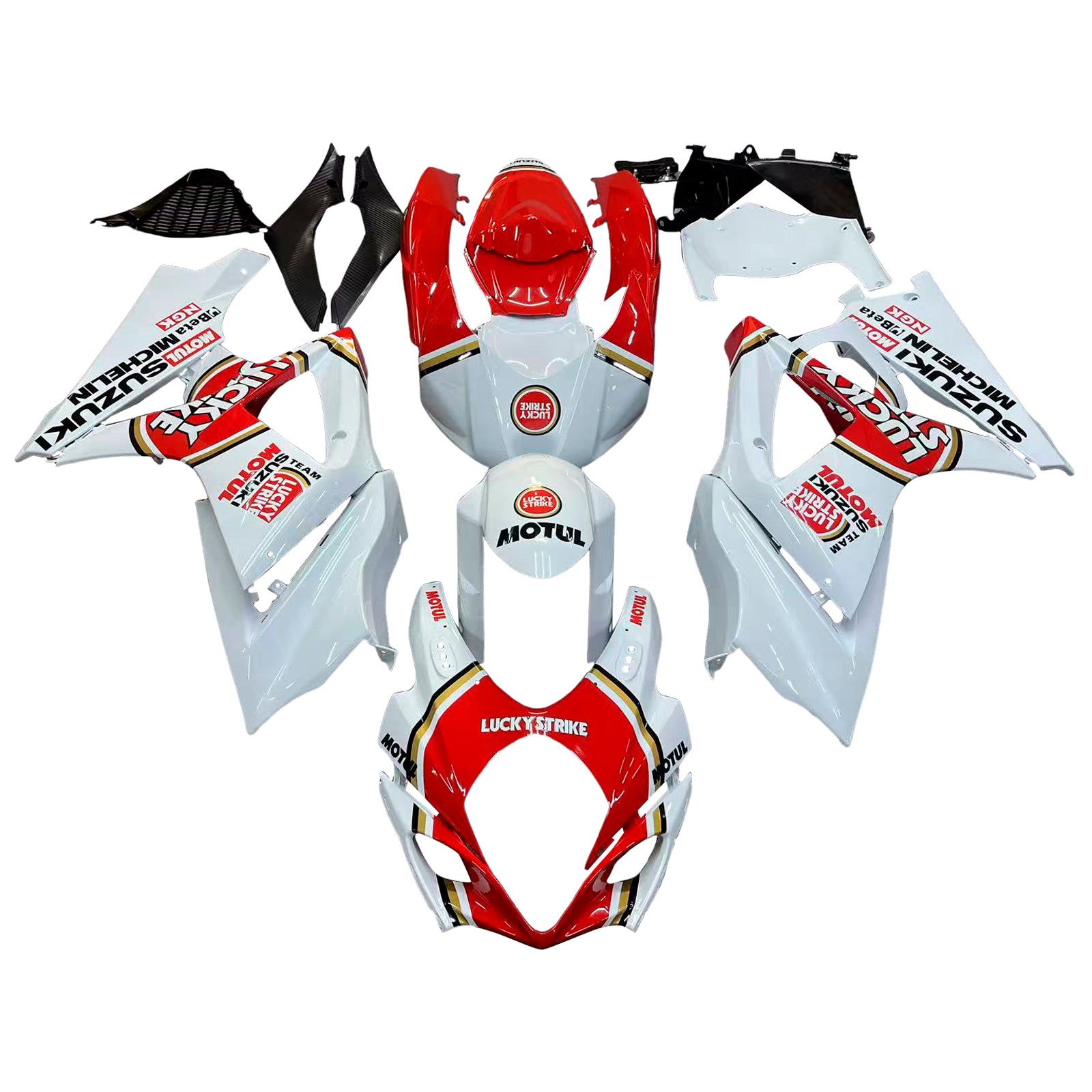 Fairings 2007-2008 Suzuki GSXR 1000 White & Red Lucky Strike Generic