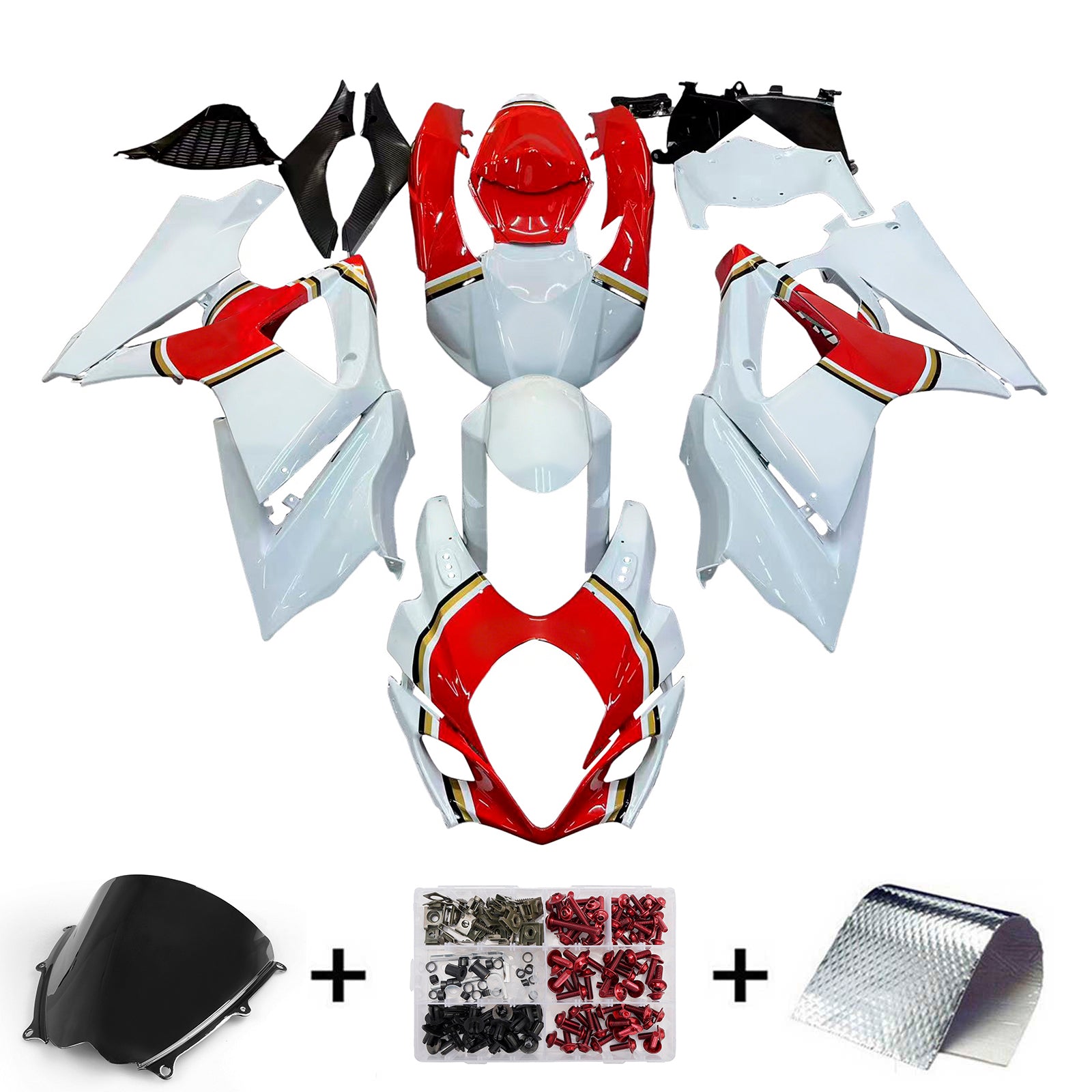 Fairings 2007-2008 Suzuki GSXR 1000 White & Red Lucky Strike Generic