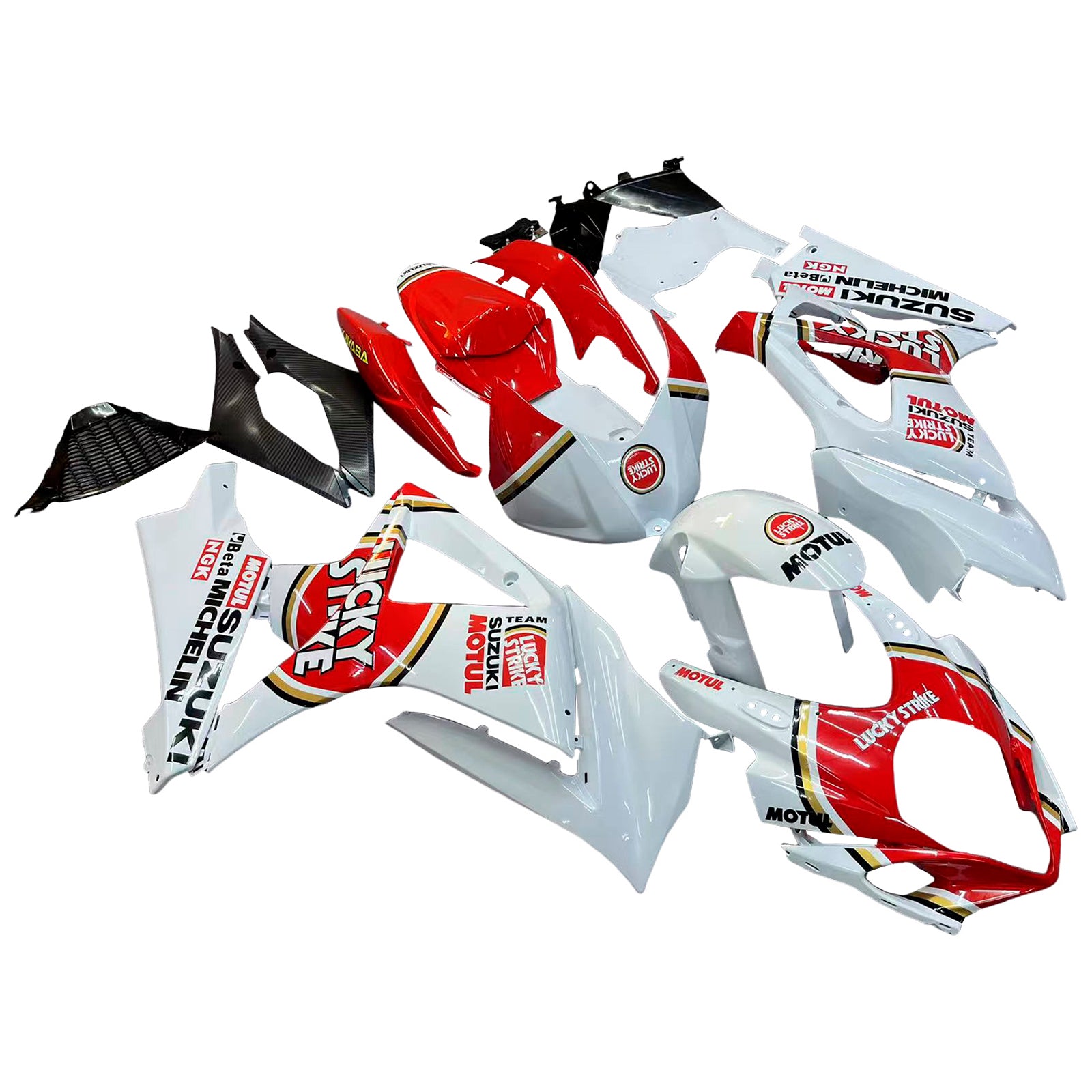 Fairings 2007-2008 Suzuki GSXR 1000 White & Red Lucky Strike Generic