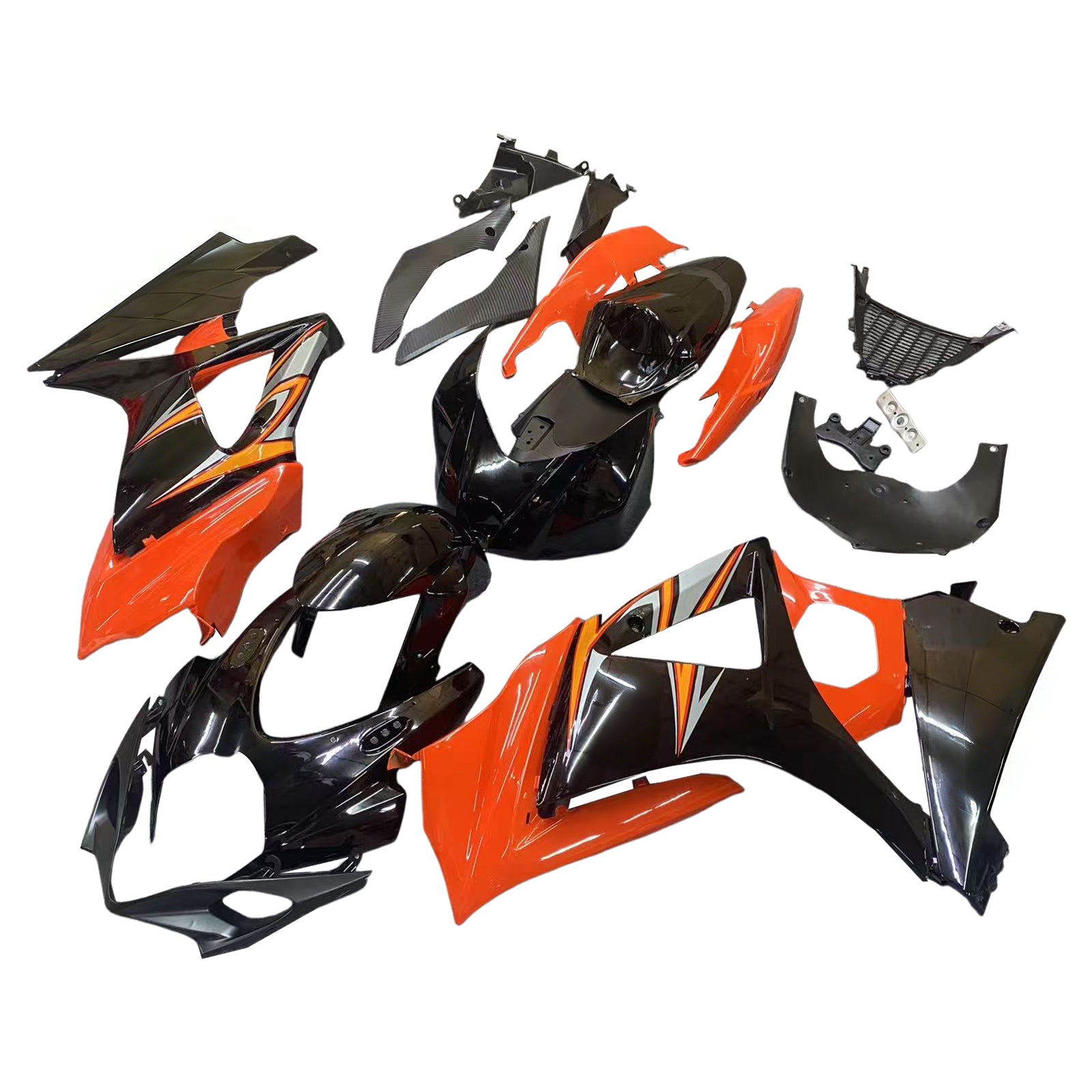Fairings 2007-2008 Suzuki GSXR 1000 Black & Orange GSXR Generic