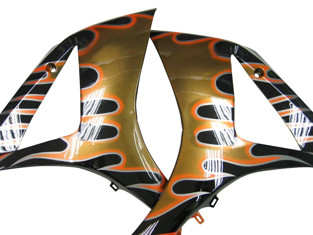 Fairings 2007-2008 Suzuki GSXR 1000 Black & Orange Gold Flame Generic