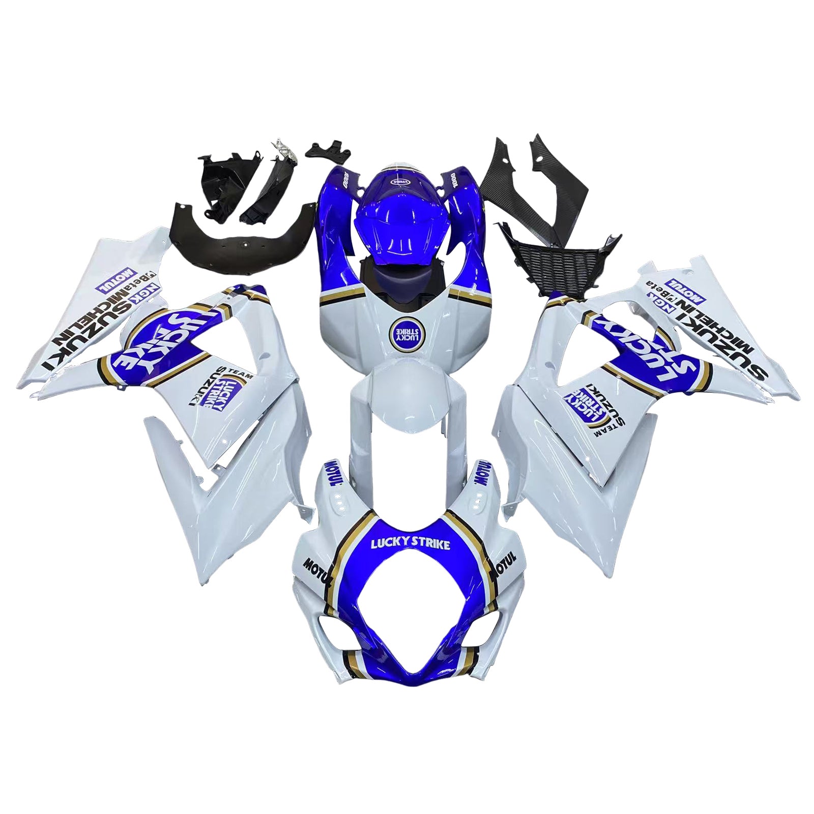 Fairings 2007-2008 Suzuki GSXR 1000 White & Blue Lucky Strike Generic