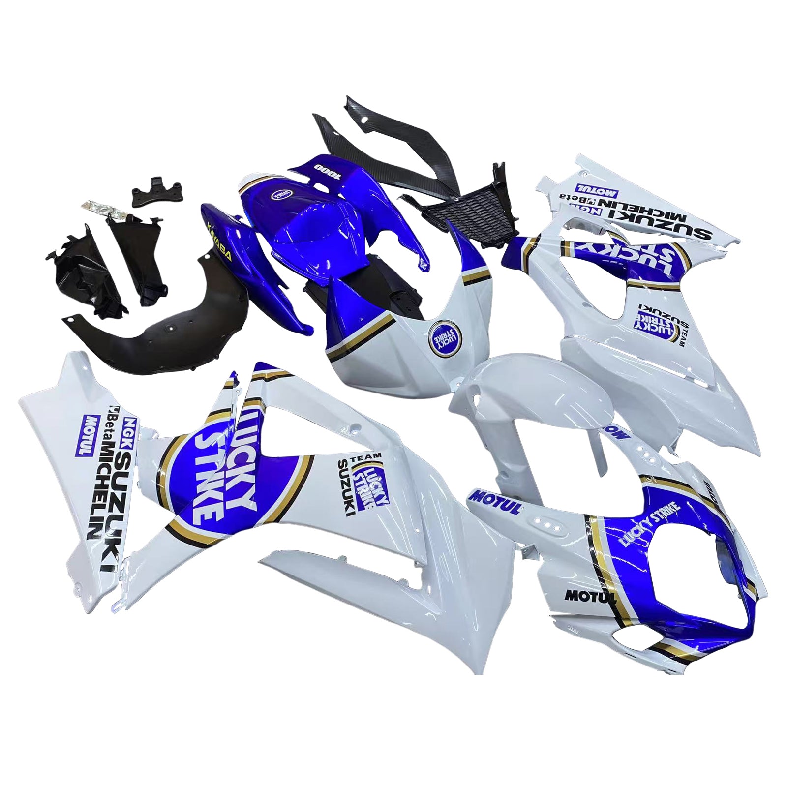 Fairings 2007-2008 Suzuki GSXR 1000 White & Blue Lucky Strike Generic