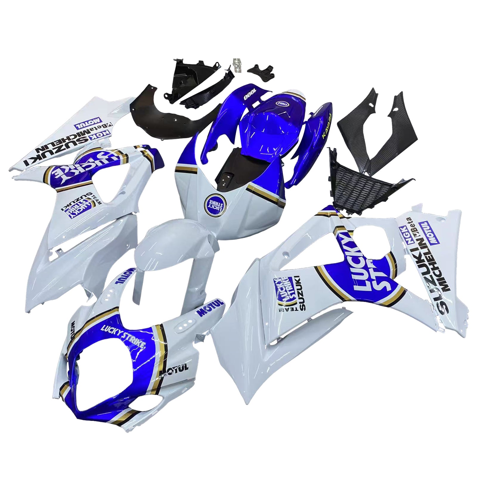 Fairings 2007-2008 Suzuki GSXR 1000 White & Blue Lucky Strike Generic