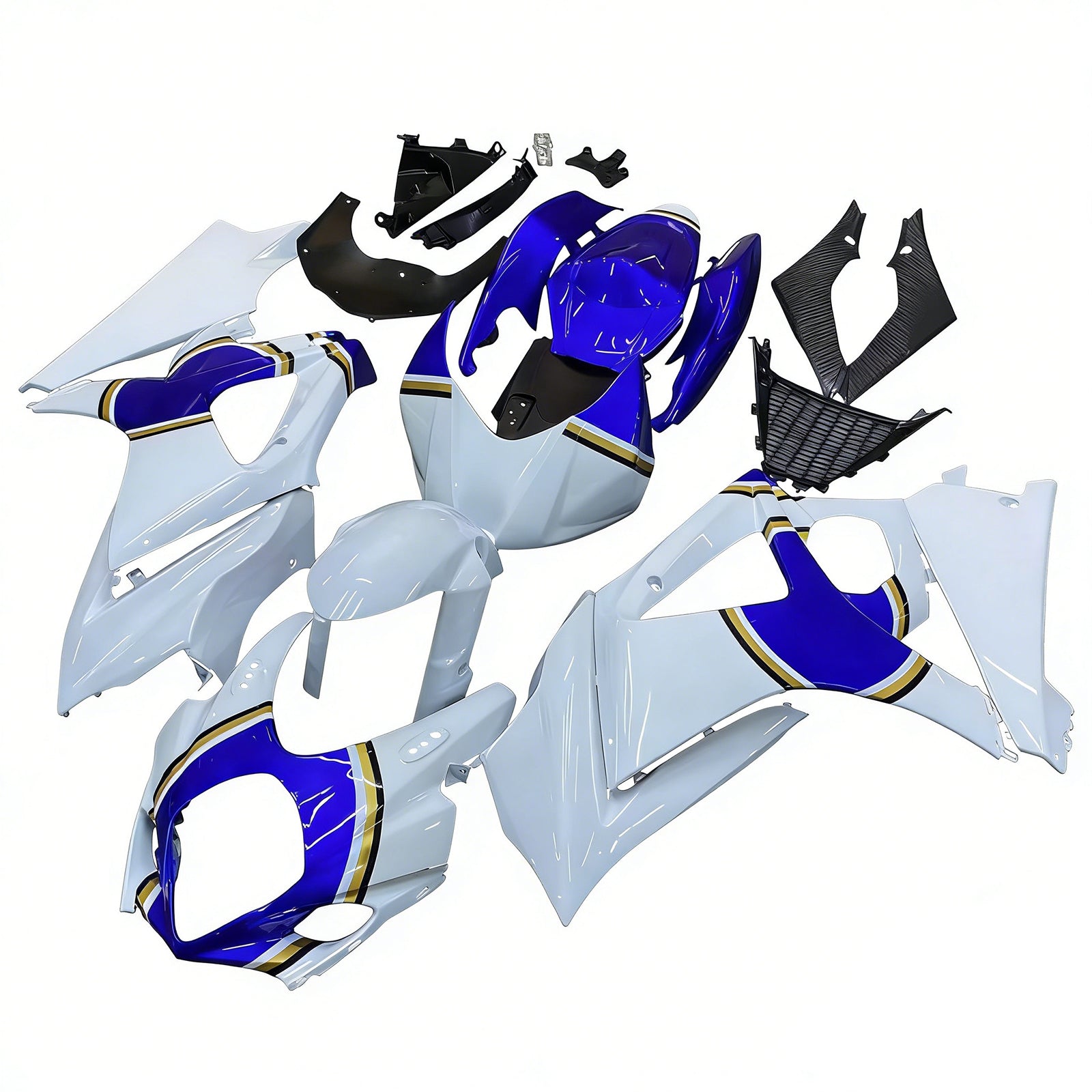 Fairings 2007-2008 Suzuki GSXR 1000 White & Blue Lucky Strike Generic