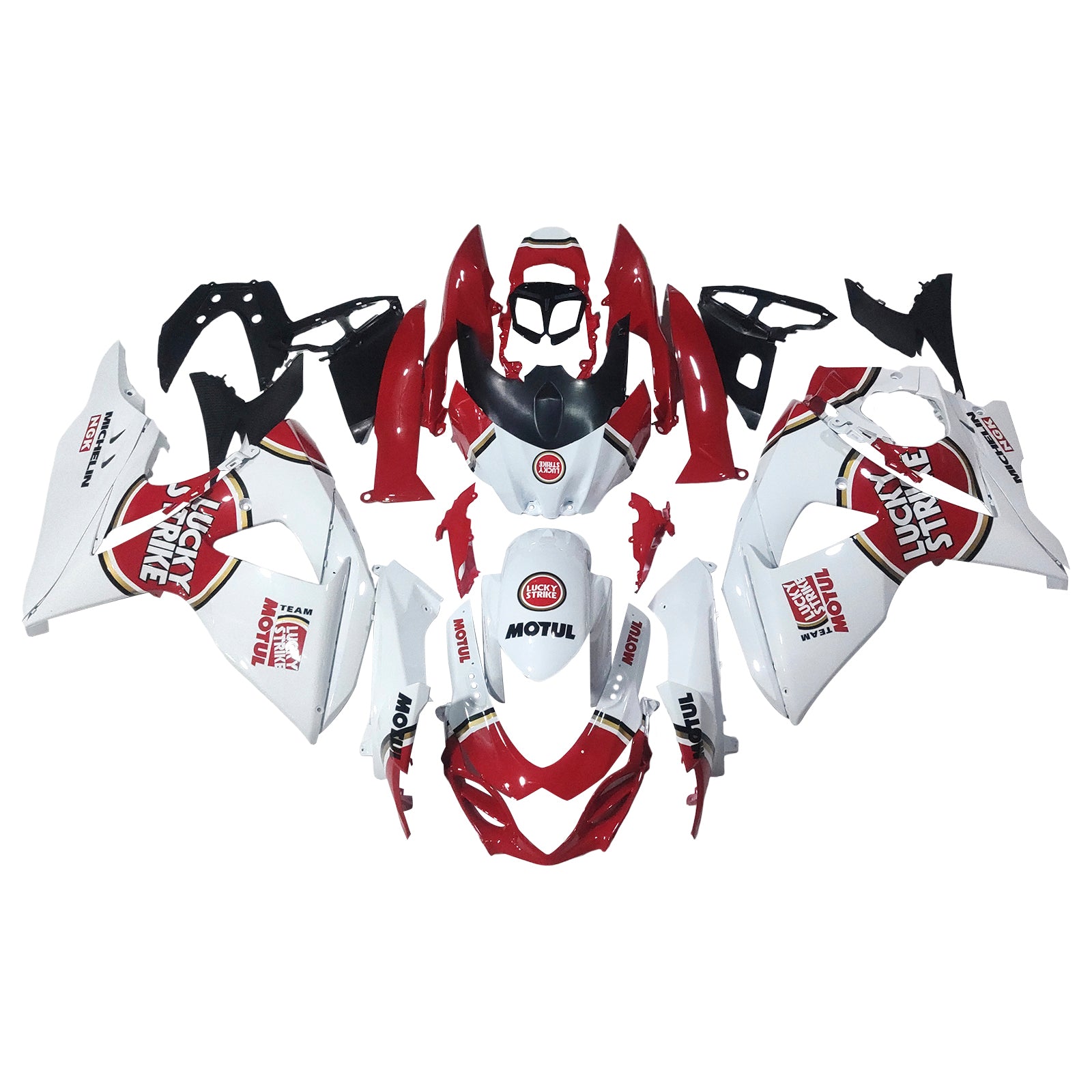 Fairings 2009-2016 Suzuki GSXR 1000 White & Red Lucky Strike Generic